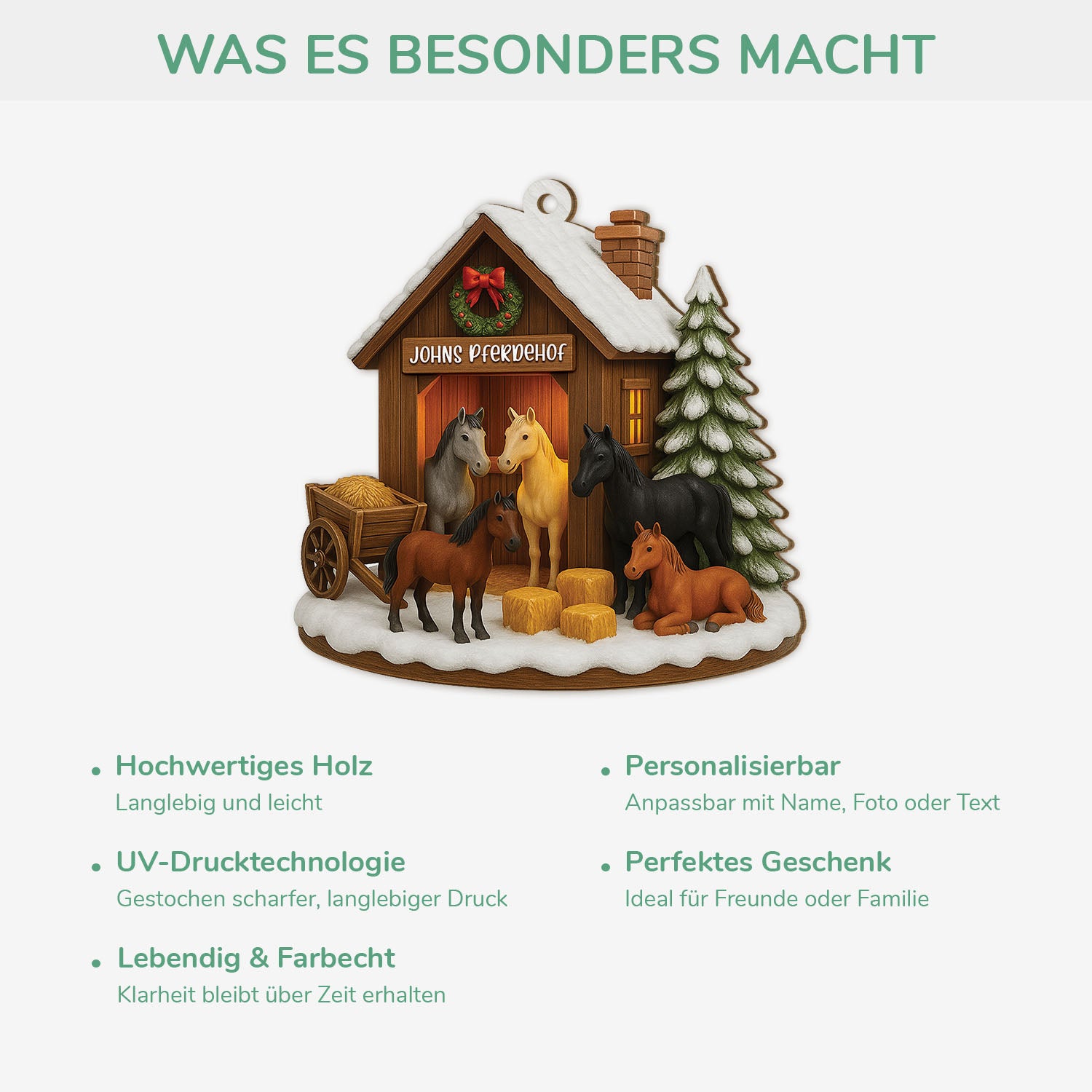 5767OGE4 3d druck effekt pferdehof personalisierte 1 schicht holz ornamente weihnachten pferde 5767O3LQU