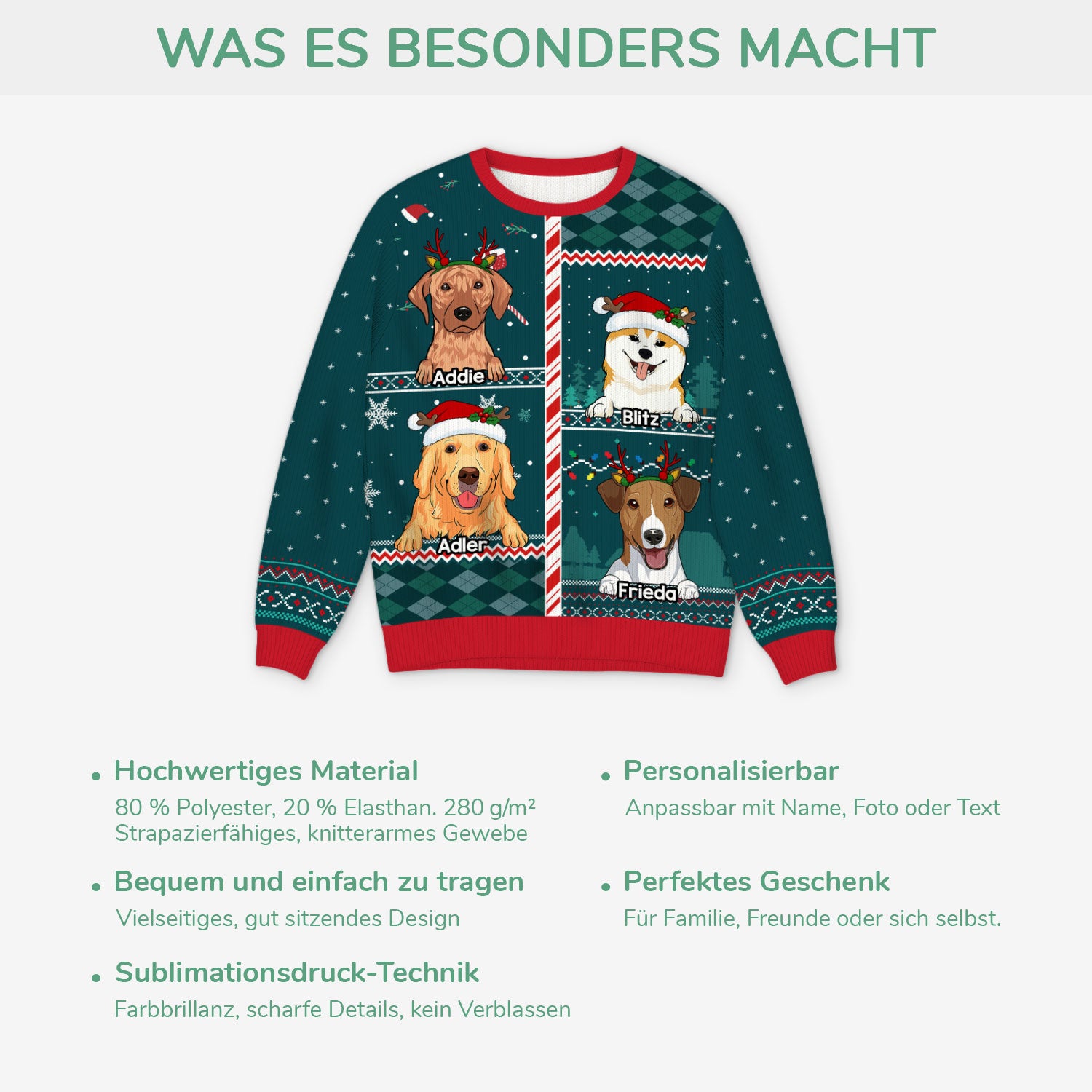 5772WGE5 bilderrahmen hunde weihnachtspullover hund personalisiert_ 5772WKYAC