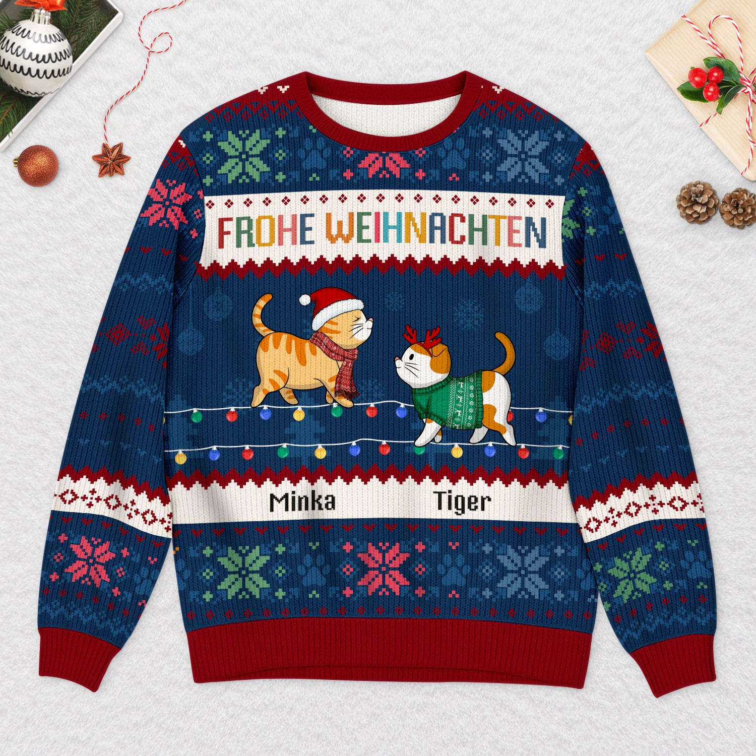 5774WGE2 frohliche weihnachten weihnachtspullover katze personalisiert_ 5774W8QND