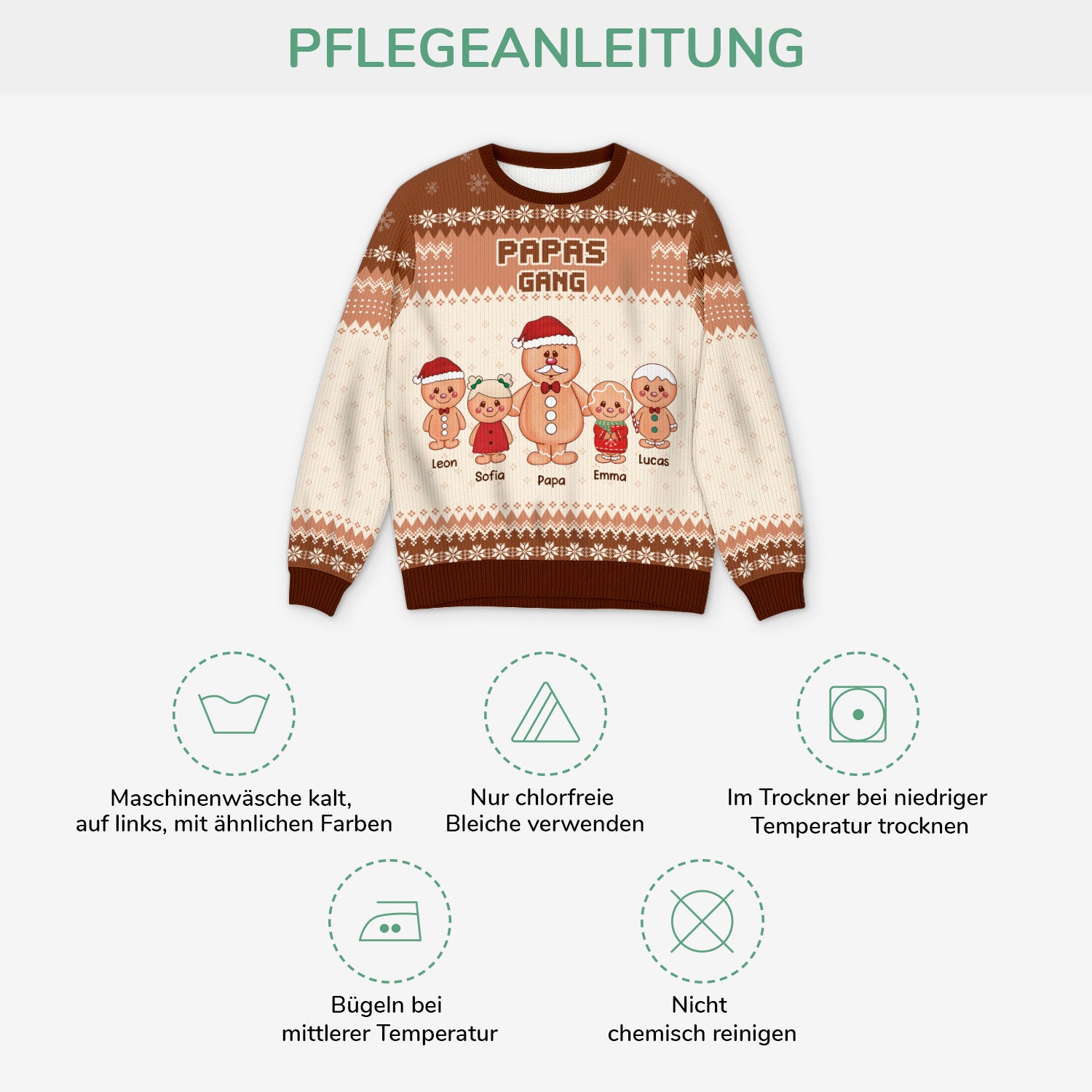 5775WGE4 papas gang lebkuchenmann personalisierter weihnachtspullover_ papa 5775WKQTB