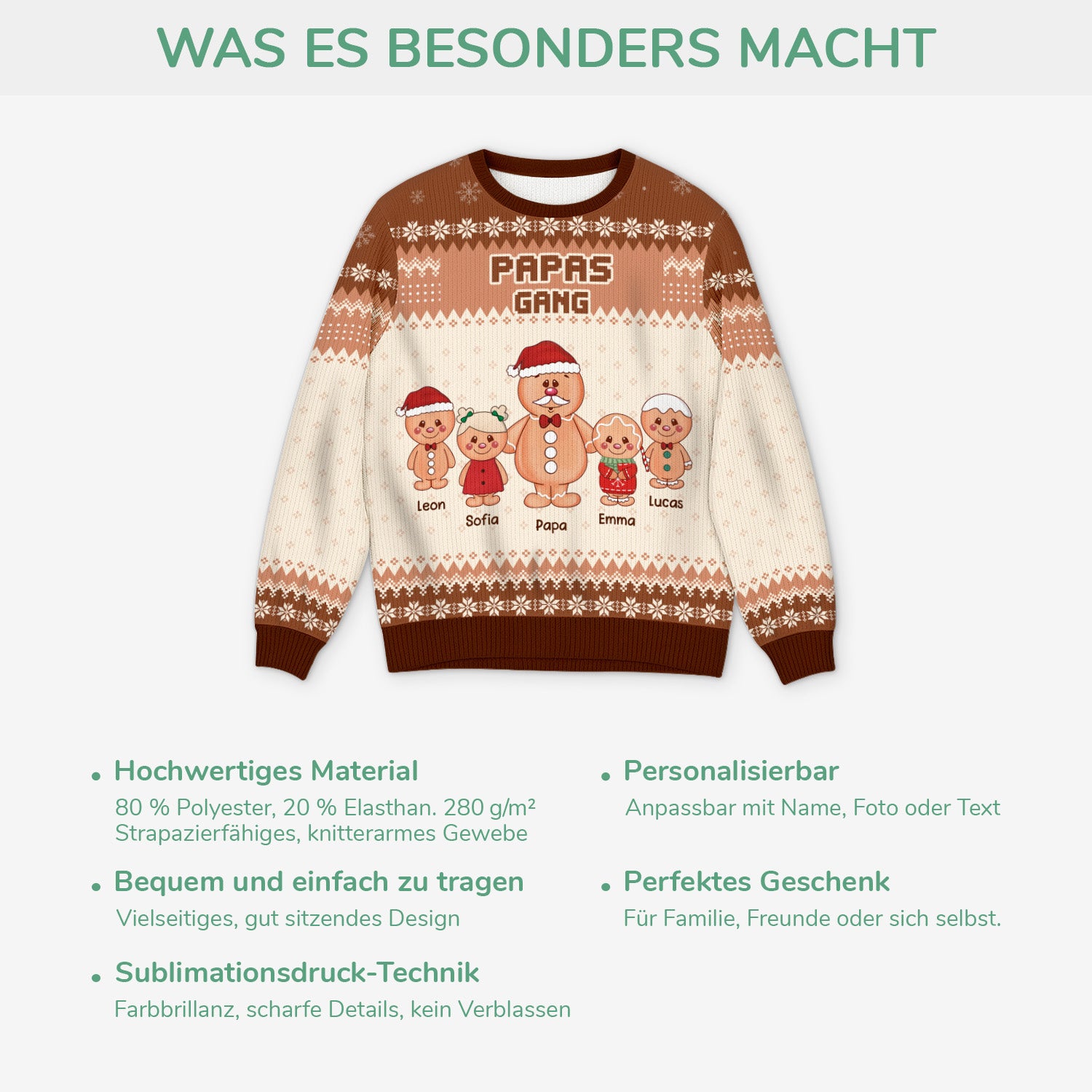 5775WGE5 papas gang lebkuchenmann personalisierter weihnachtspullover_ papa 5775WKQTB