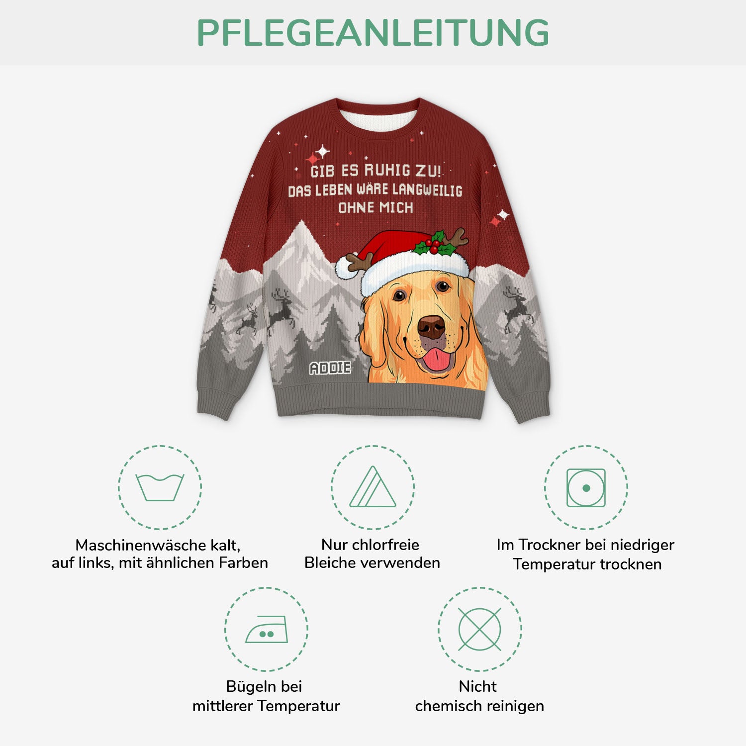 5784WGE4 ohne hund ist das leben eben doch langweilig weihnachtspullover hund personalisiert_ 5784WTLQC