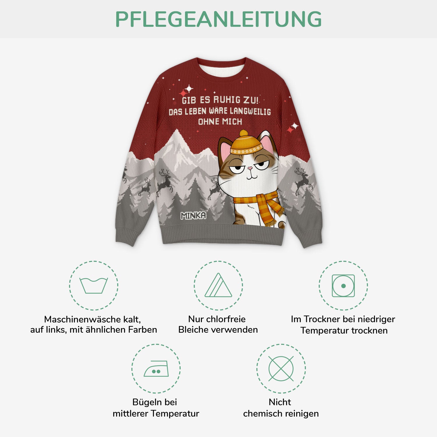 5784WGE4 ohne katze ist das leben eben doch langweilig weihnachtspullover katze personalisiert_ 5784WTLQD