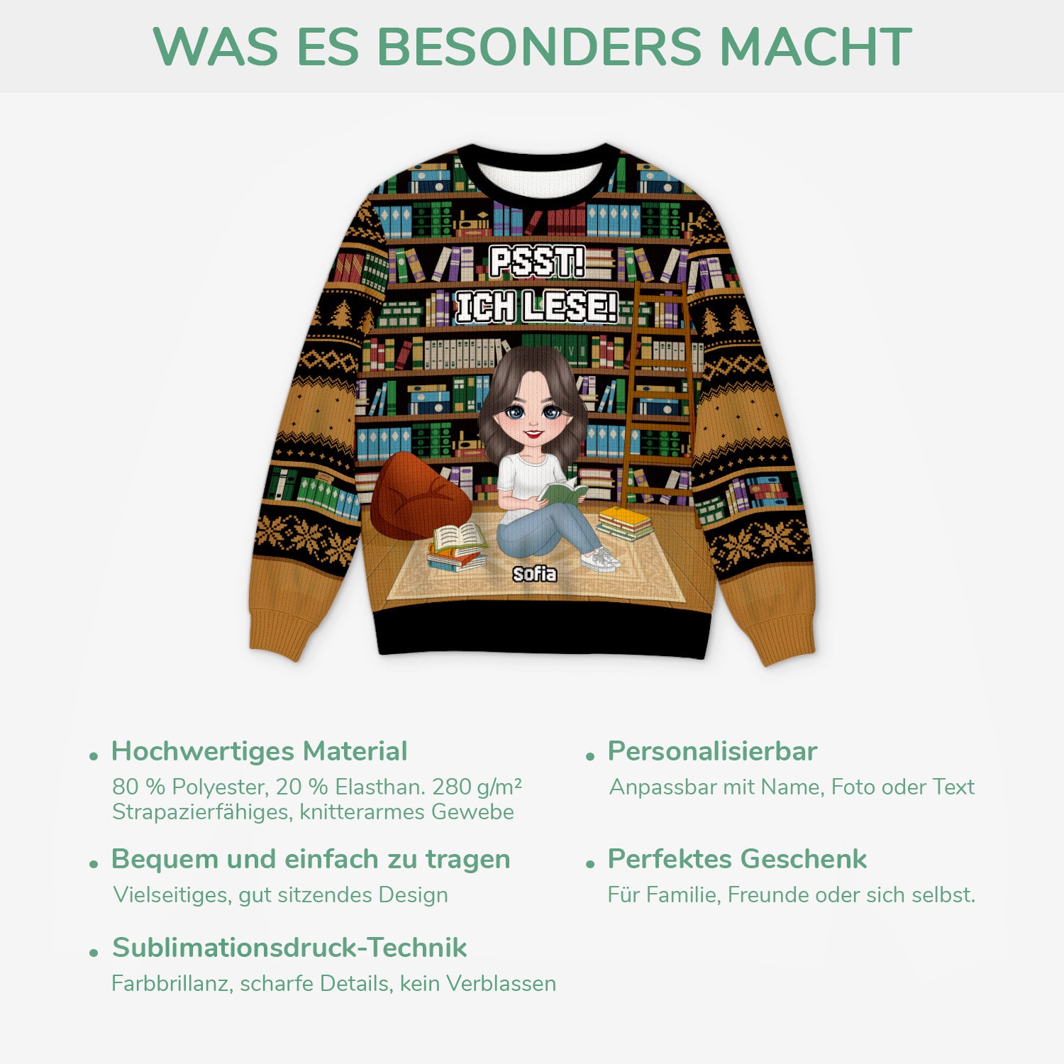 5788WGE5 psst ich lese personalisierter weihnachtspullover_ leseratten frauen_ 5788W3QMA