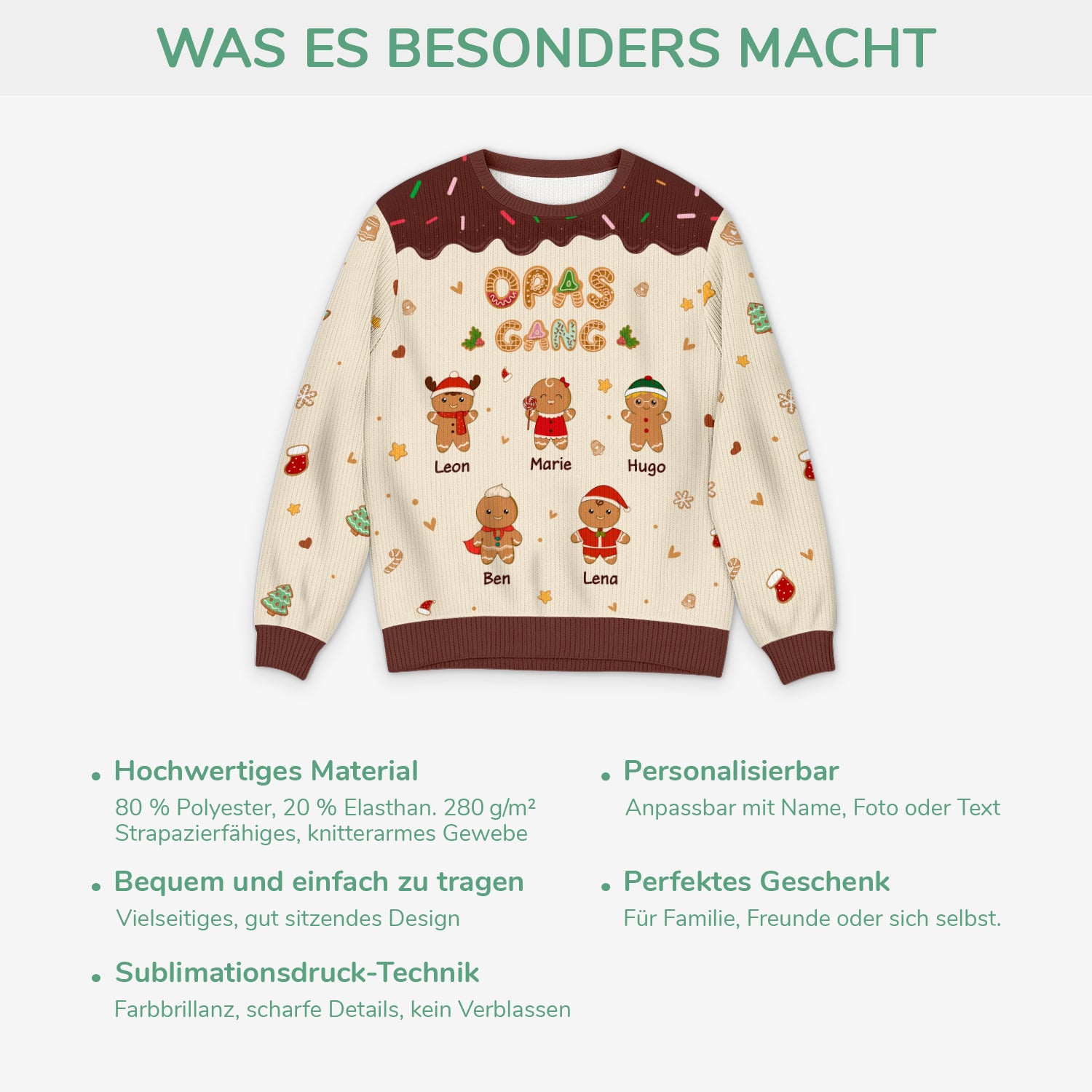 5790WGE5 mamas papas gang lebkuchenmann personalisierter weihnachtspullover mama papa 5790W3YZB
