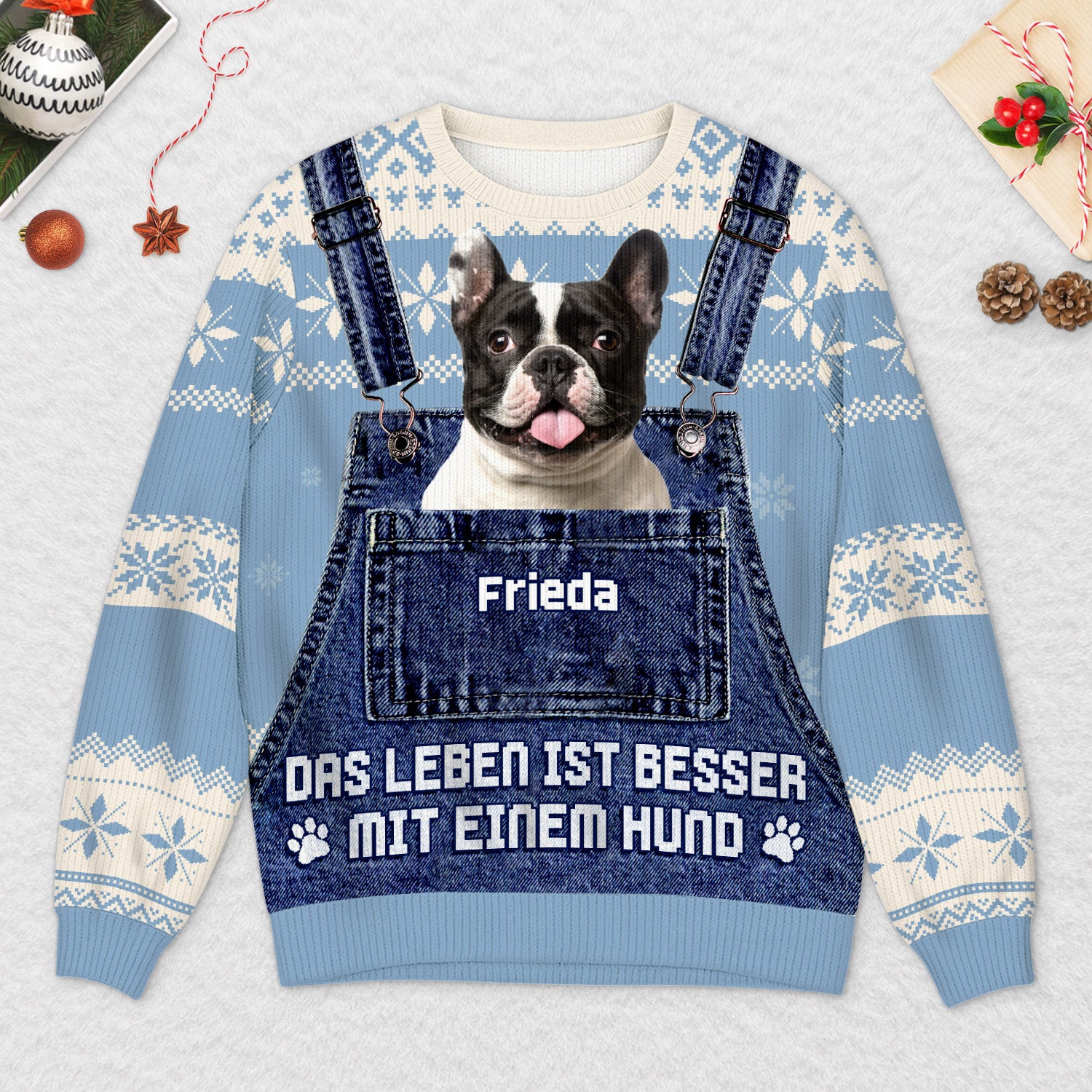 5795WGE2 das leben ist besser mit fellnasen weihnachtspullover katze hund personalisiert_ mit foto 5795W3LMD