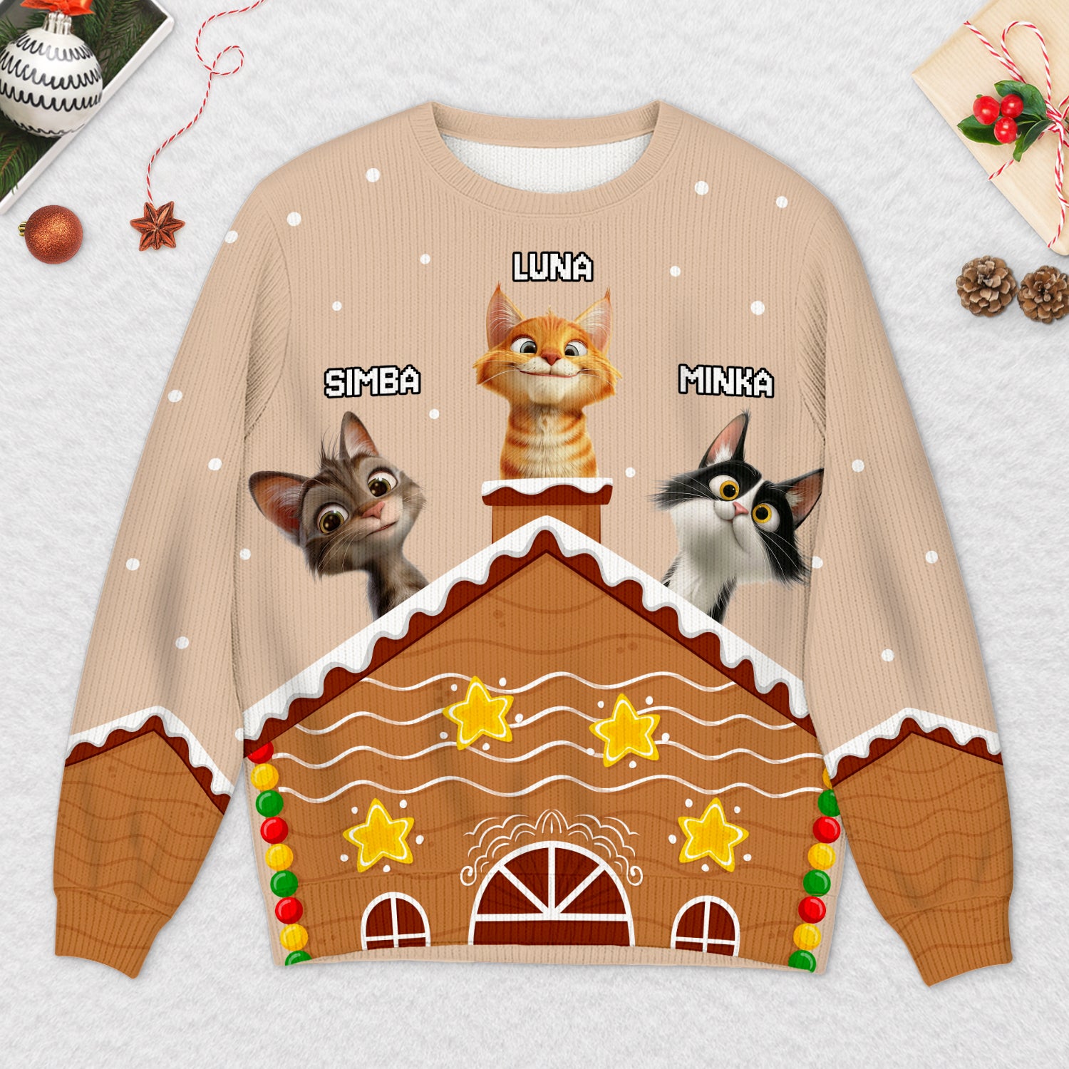 5796WGE2 katzen und weihnachtsmann weihnachtspullover katze personalisiert_ 5796W8YCD