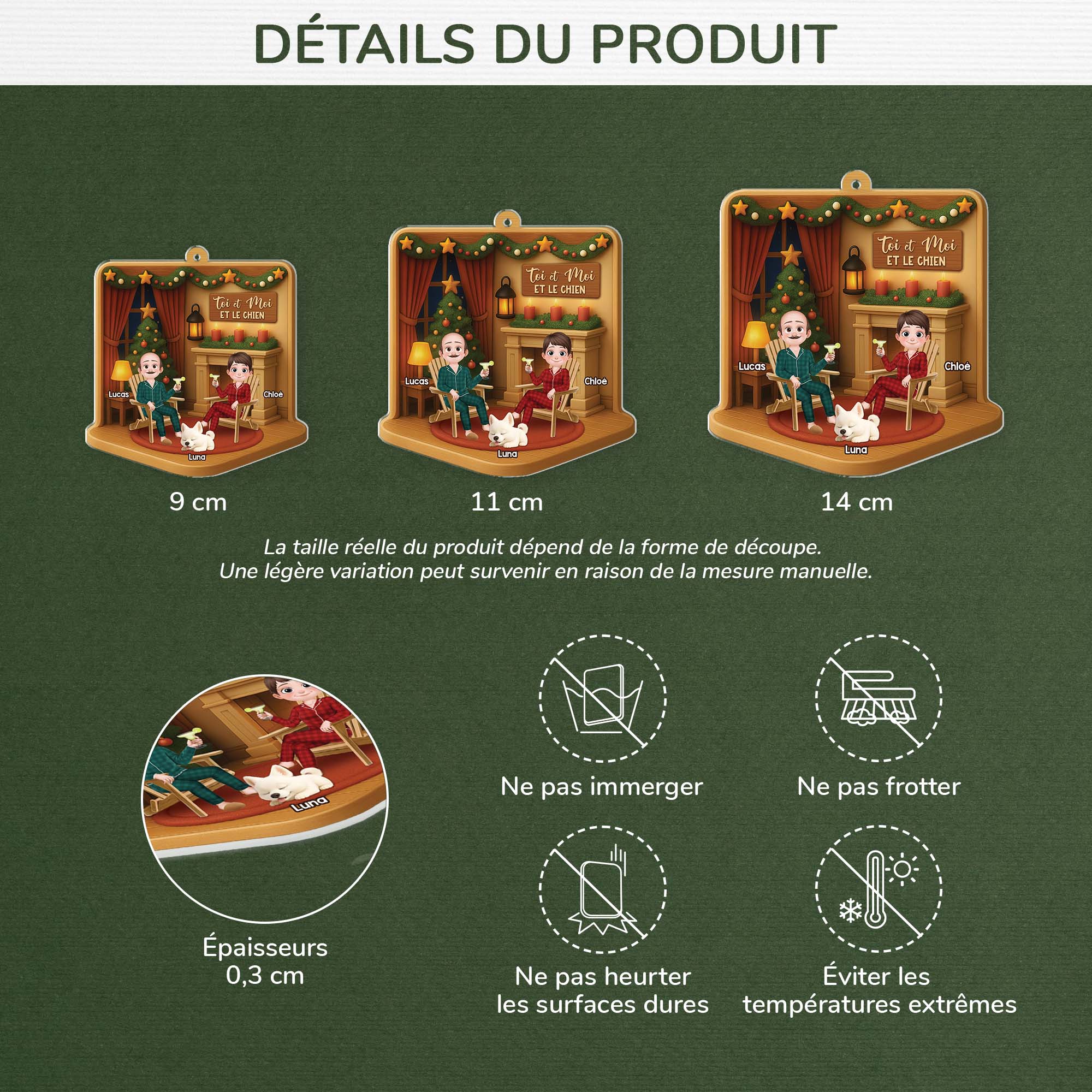 5804OFR3 effet dimpression 3d ornement noel acrylique personnalise juste toi moi et le chien 5804okqqc