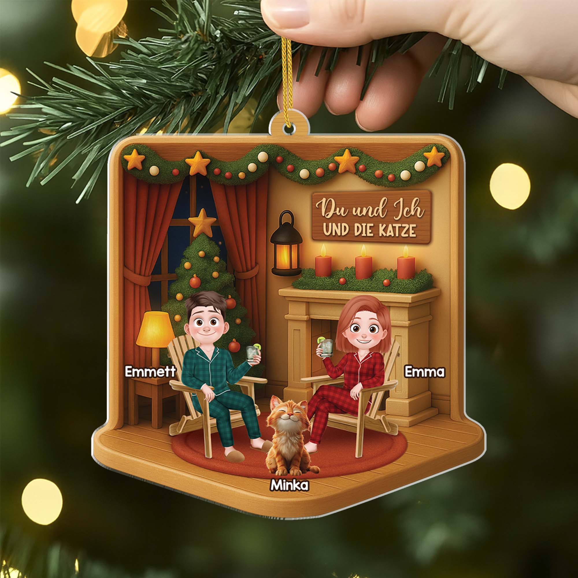 5804OGE2 3d druck effekt du ich und die katzen personalisierter weihnachtsschmuck_ acryl paar 5804OKQQD