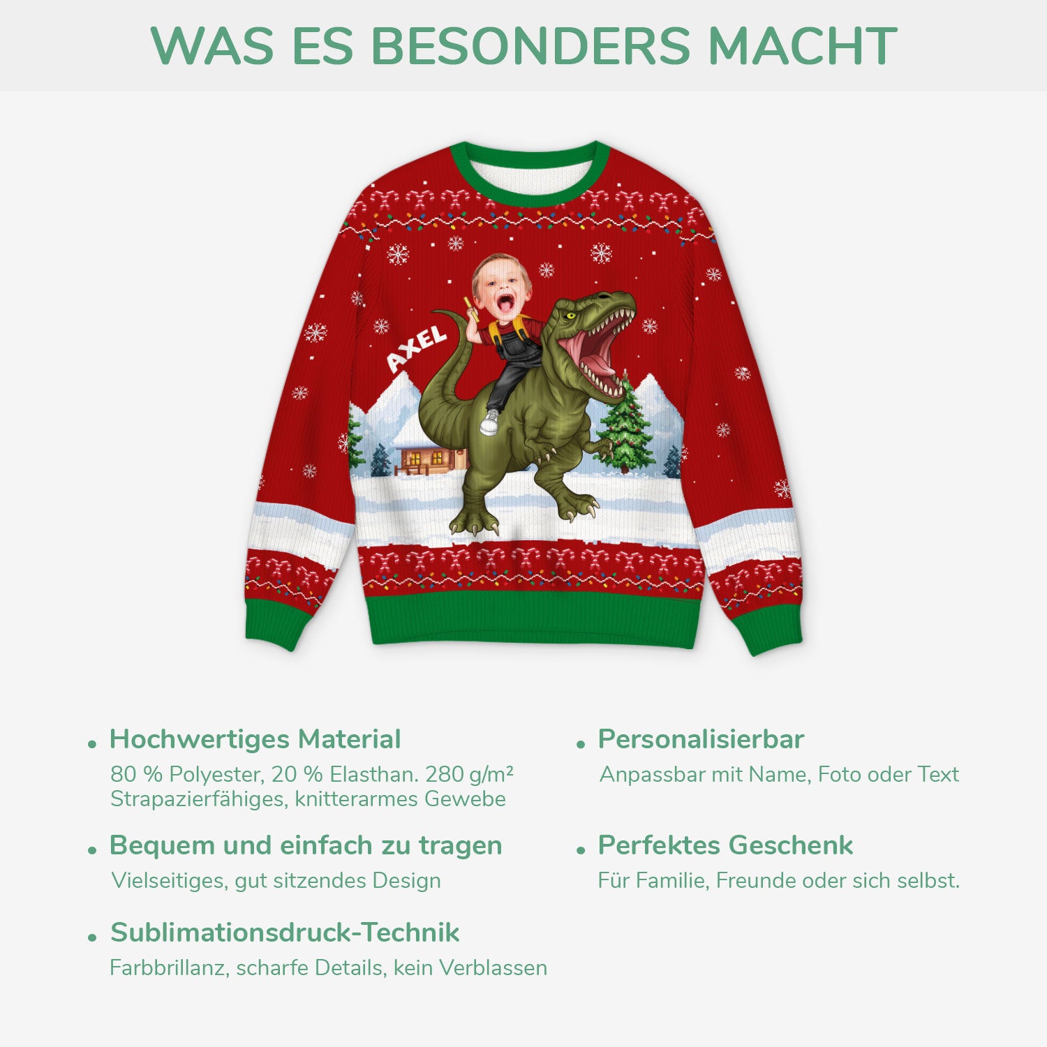 5806WGE5 kinder dinosaurier weihnachtspullover personalisiert_ kind mit gesicht 5806WTZAK