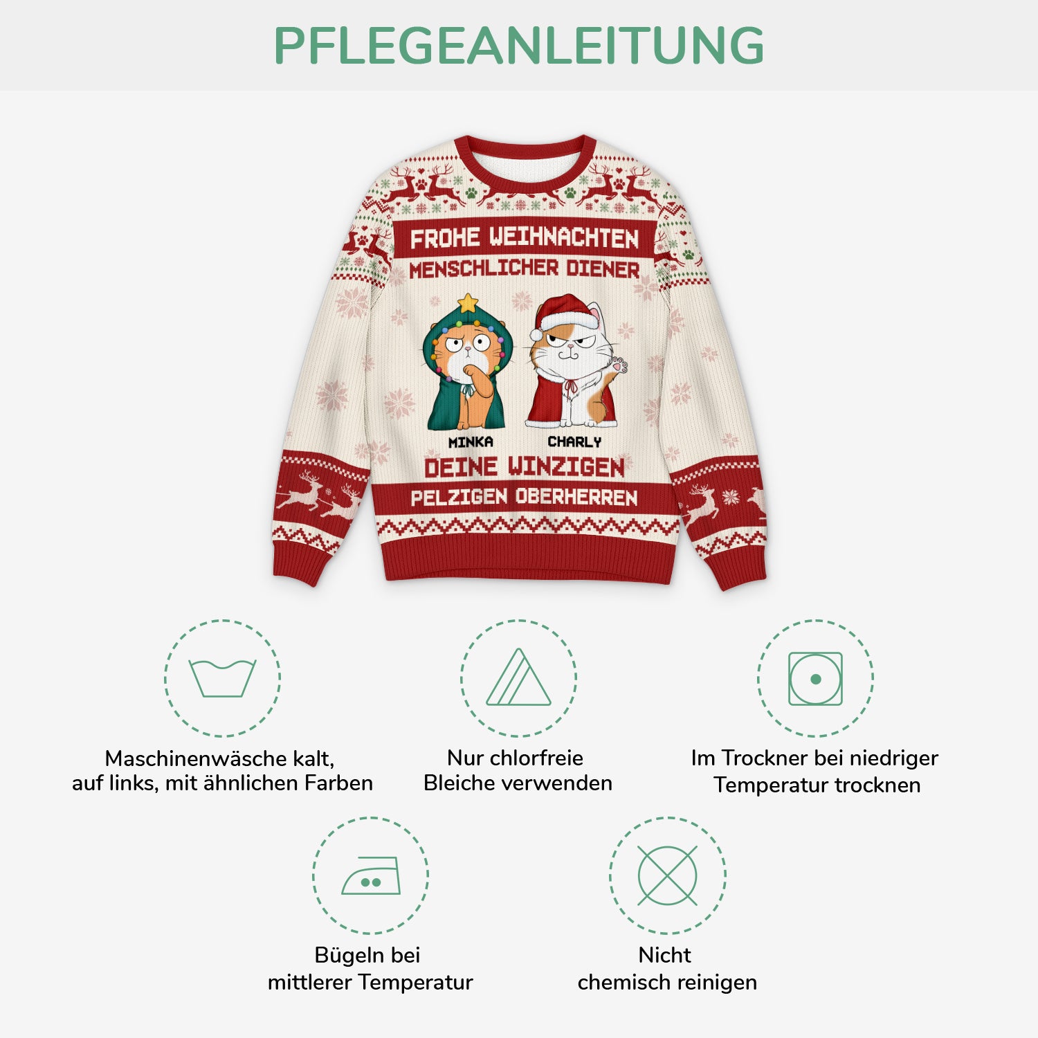 5819WGE4 frohe weihnachten menschlicher diener weihnachtspullover katze personalisiert_ 5819W6ZZD