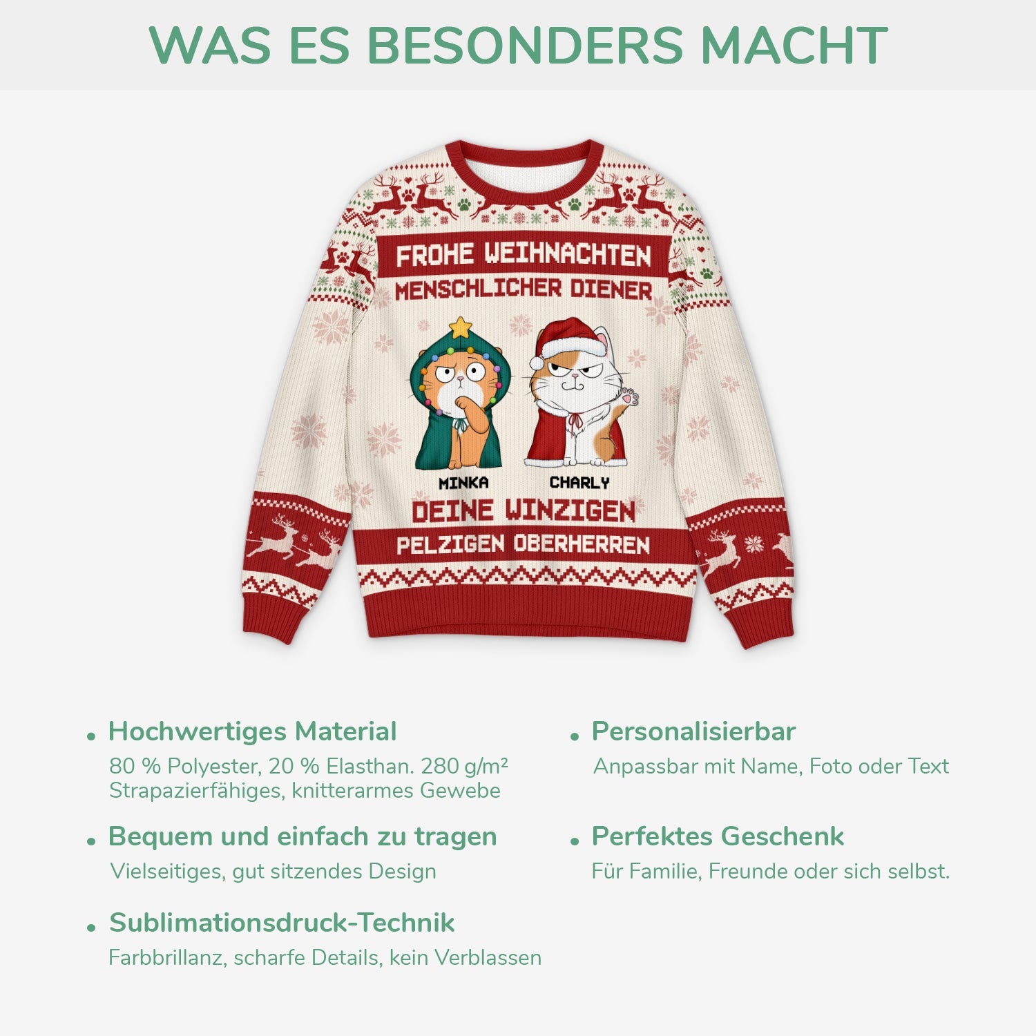 5819WGE5 frohe weihnachten menschlicher diener weihnachtspullover katze personalisiert_ 5819W6ZZD