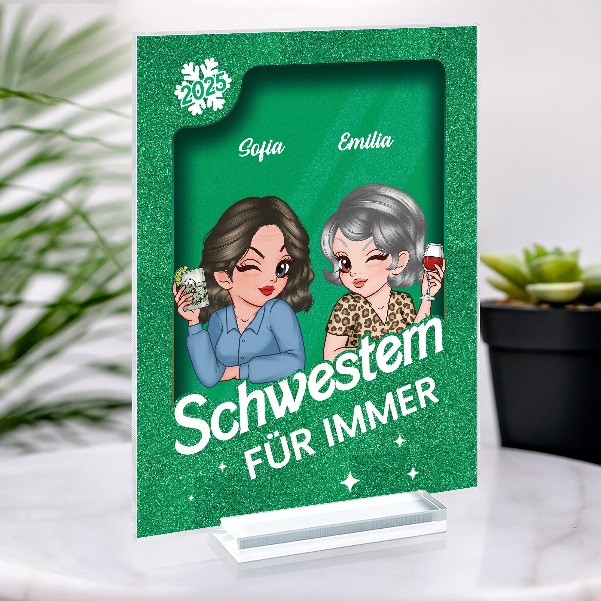 5832RGE2 beste freundinnen fur immer personalisierte acryl plakette mit stander beste freunde 5832R8MAF