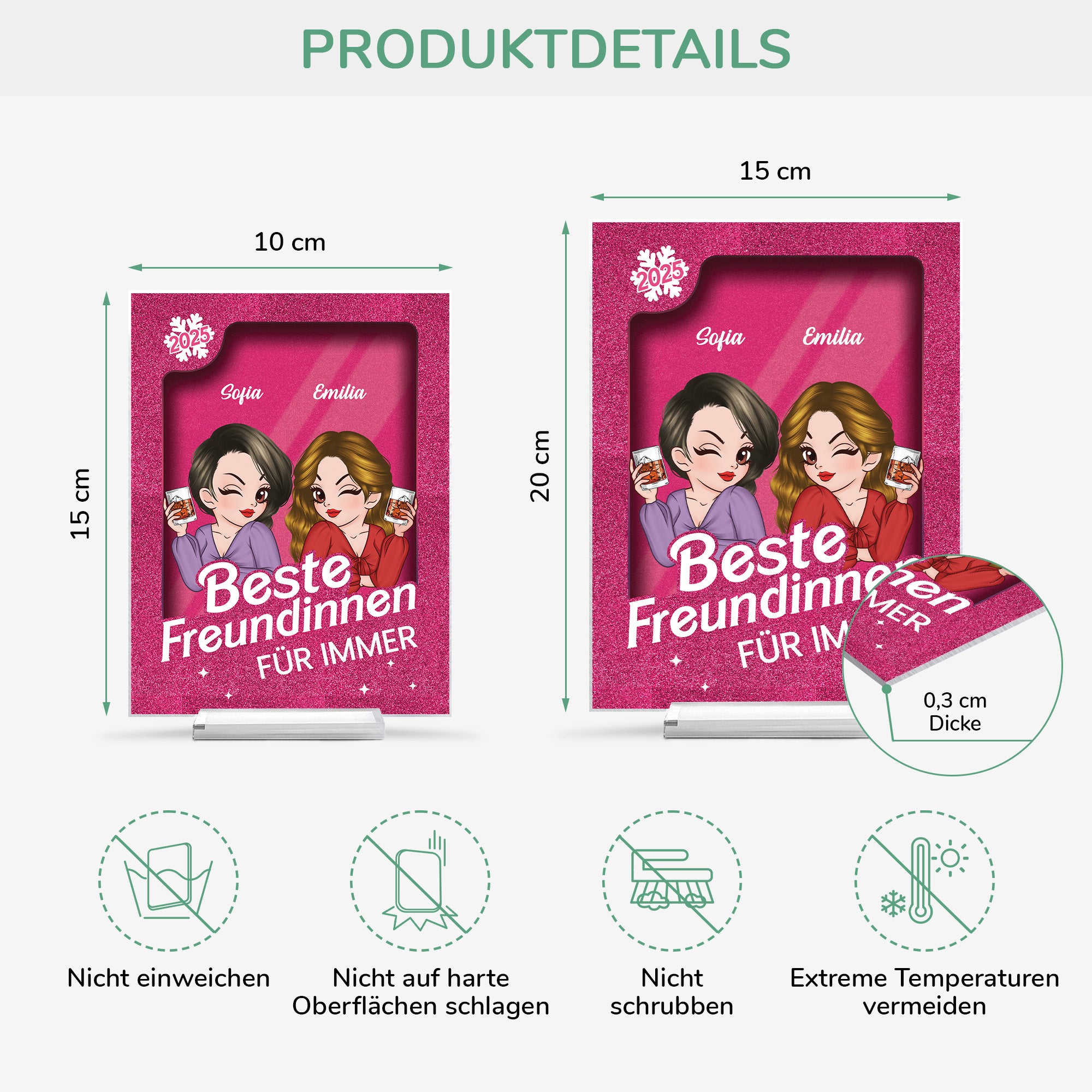 5832RGE4 beste freundinnen fur immer personalisierte acryl plakette mit stander beste freunde 5832R8MAF