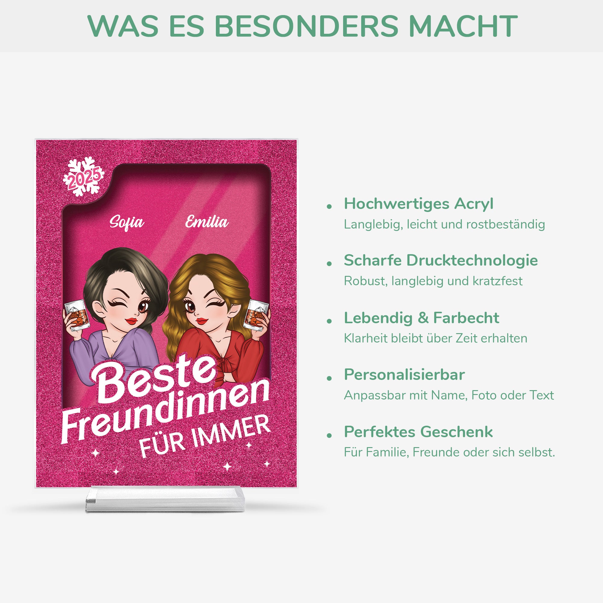 5832RGE5 beste freundinnen fur immer personalisierte acryl plakette mit stander beste freunde 5832R8MAF