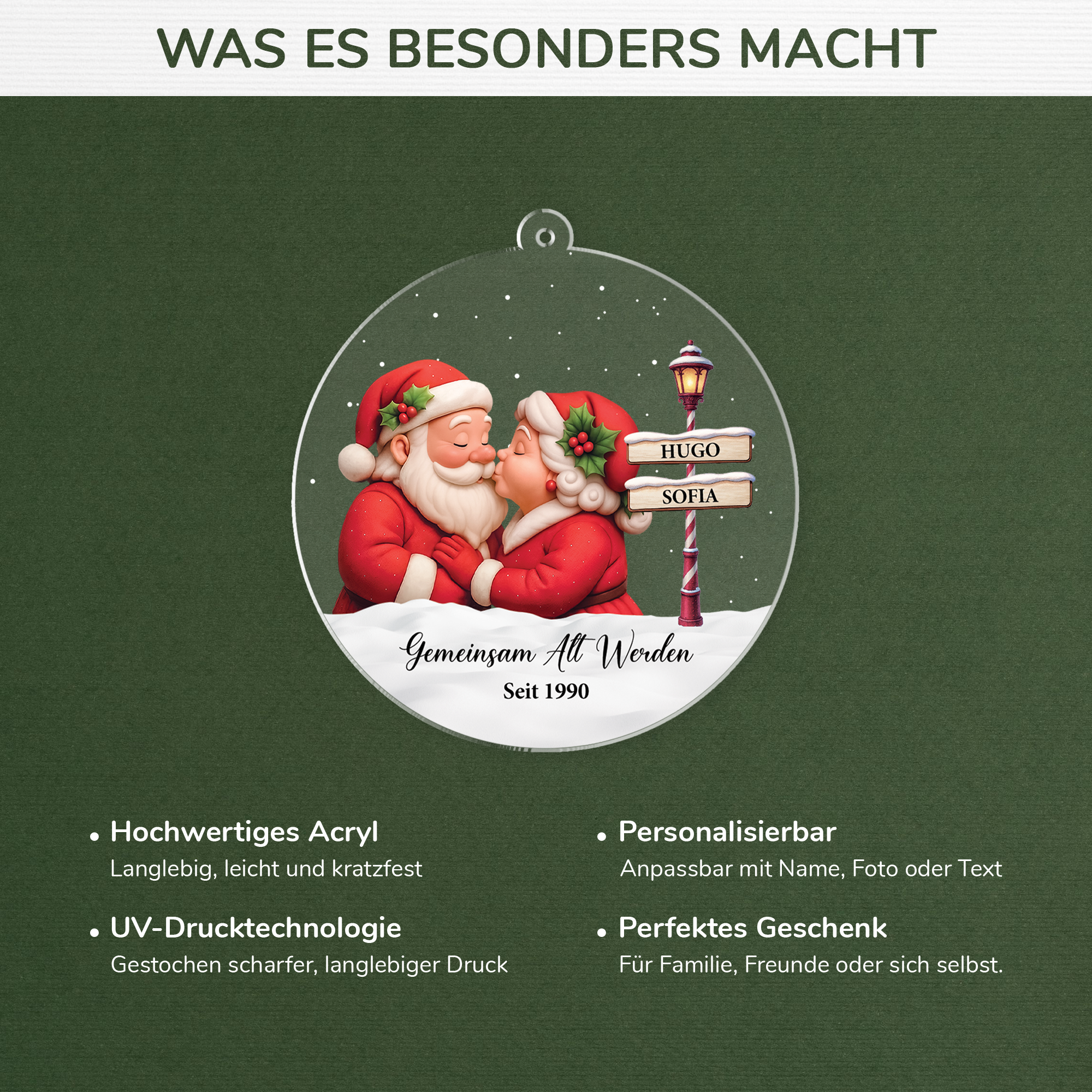 5836OGE4 gemeinsam alt werden seit weihnachtsmann frau personalisierter weihnachtsschmuck acryl paar 5836OTT5G