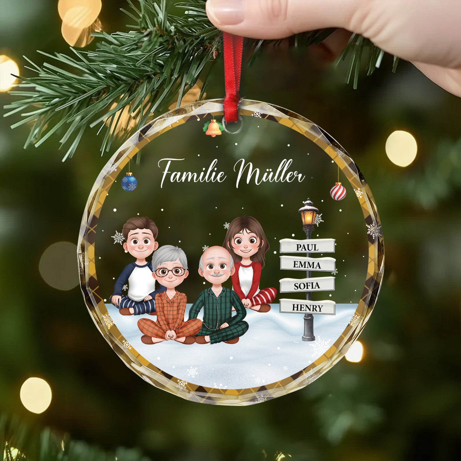 5841OGE2 die familie cartoon strassenschilder personalisierter weihnachtsschmuck_ glas familie 5841OTY5I