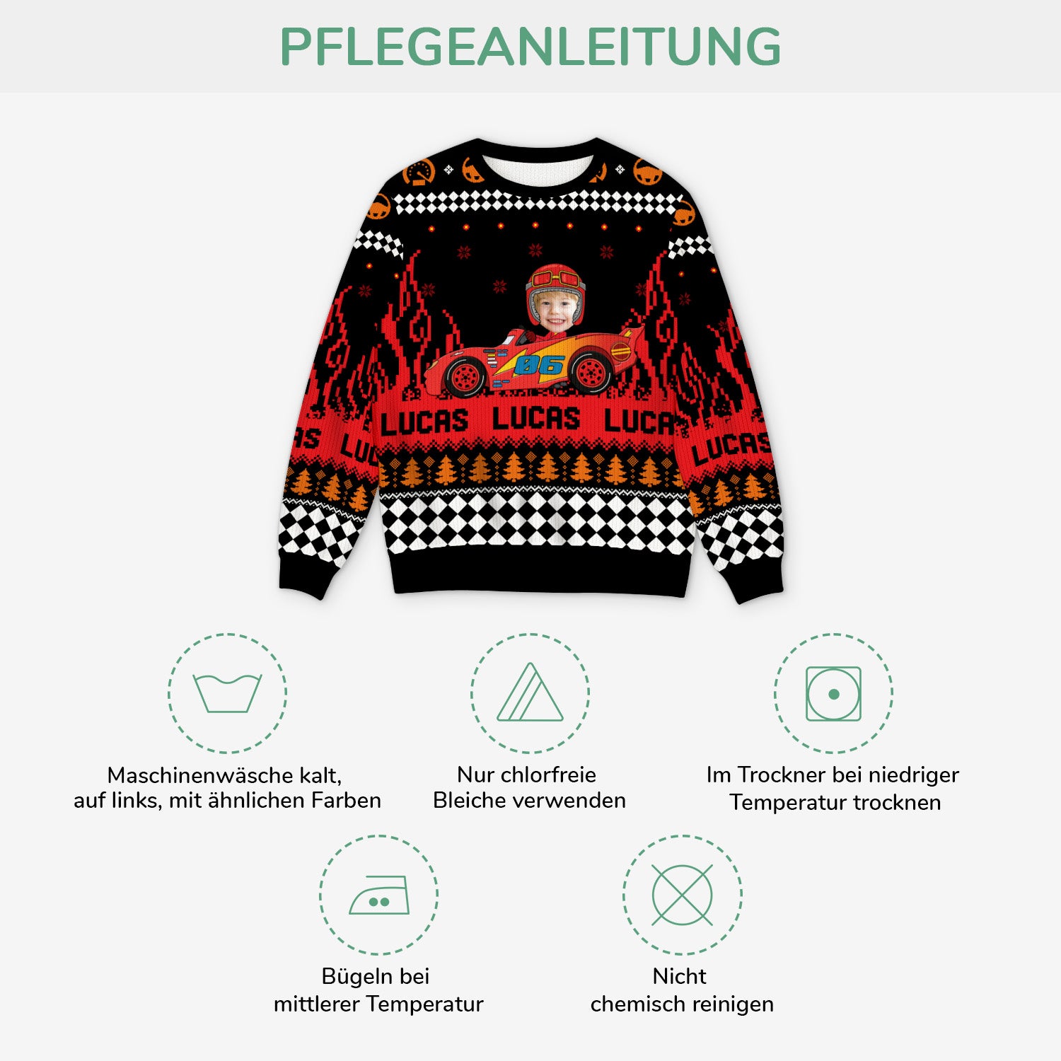 5847WGE4 kinder gokart personalisierter weihnachtspullover_ kind mit gesicht 5847WTQMK