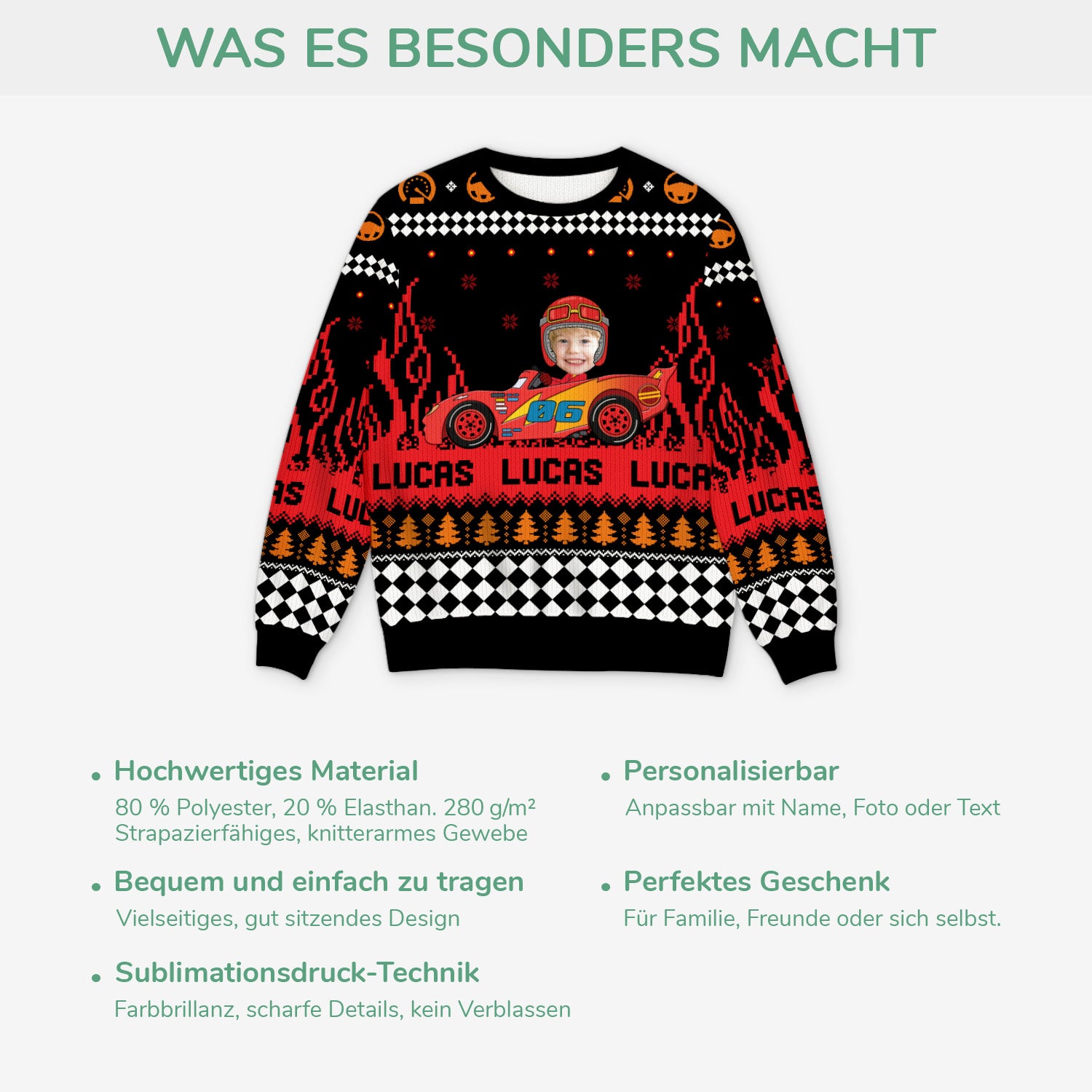 5847WGE5 kinder gokart personalisierter weihnachtspullover_ kind mit gesicht 5847WTQMK