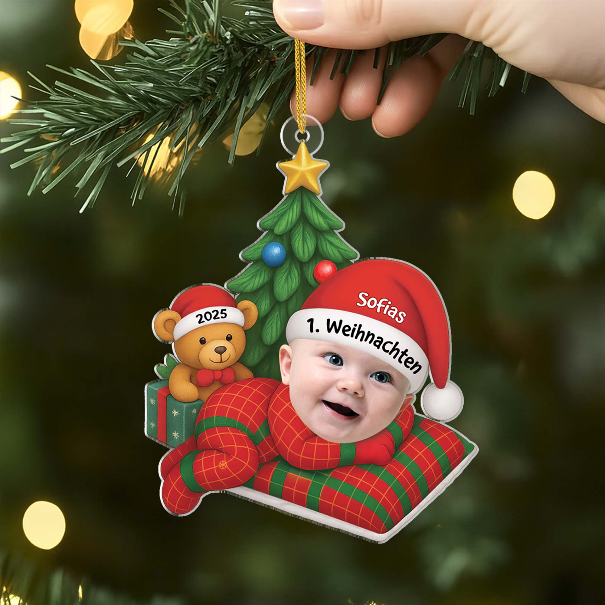 5853OGE2 3d druck effekt erstes weihnachten_ personalisierter weihnachtsschmuck_ acryl mit foto zur geburt eines babys 5853O8LTK