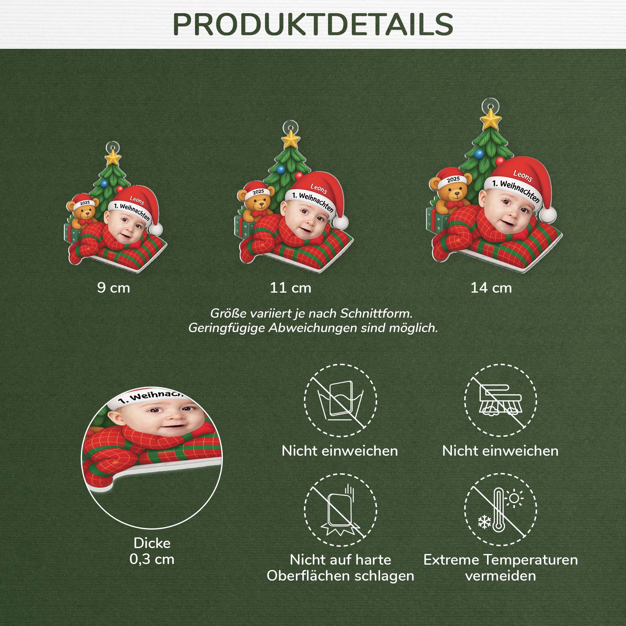 5853OGE3 3d druck effekt erstes weihnachten_ personalisierter weihnachtsschmuck_ acryl mit foto zur geburt eines babys 5853O8LTK