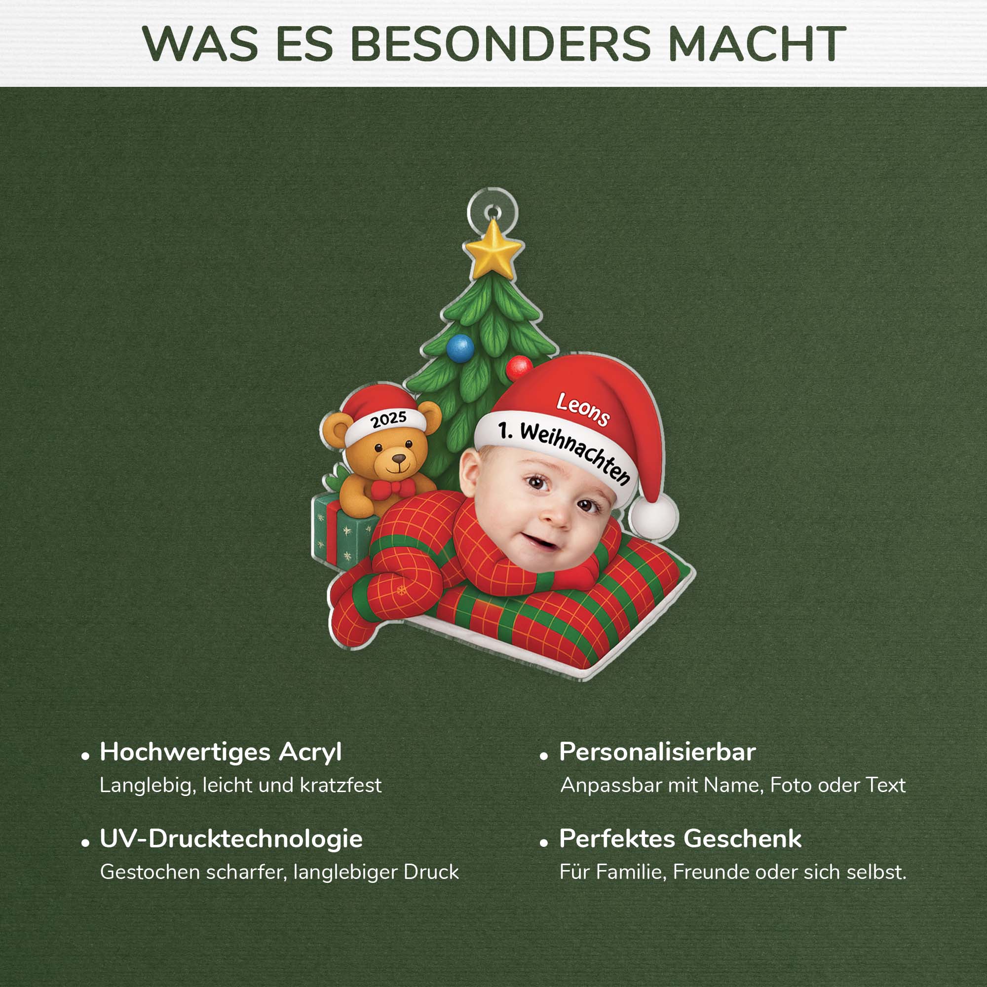 5853OGE4 3d druck effekt erstes weihnachten_ personalisierter weihnachtsschmuck_ acryl mit foto zur geburt eines babys 5853O8LTK