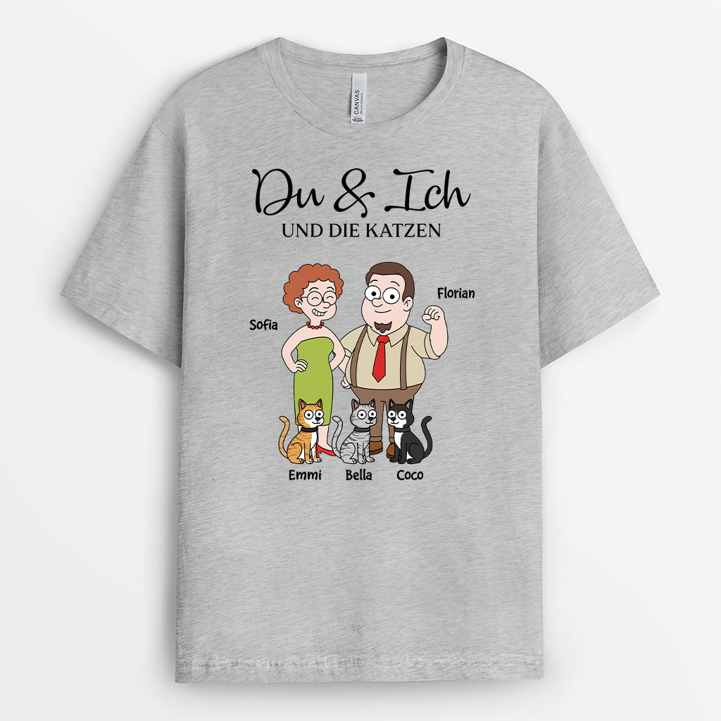 5854AGE2 du ich und die katze partner t shirt personalisiert 5854AKQ7D