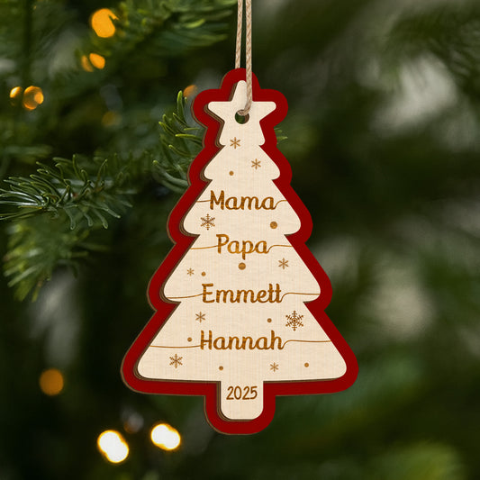 5858OGE1 weihnachtsbaum mit namen personalisierte 2 schicht holz ornamente familie weihnachten 5858OKUTI