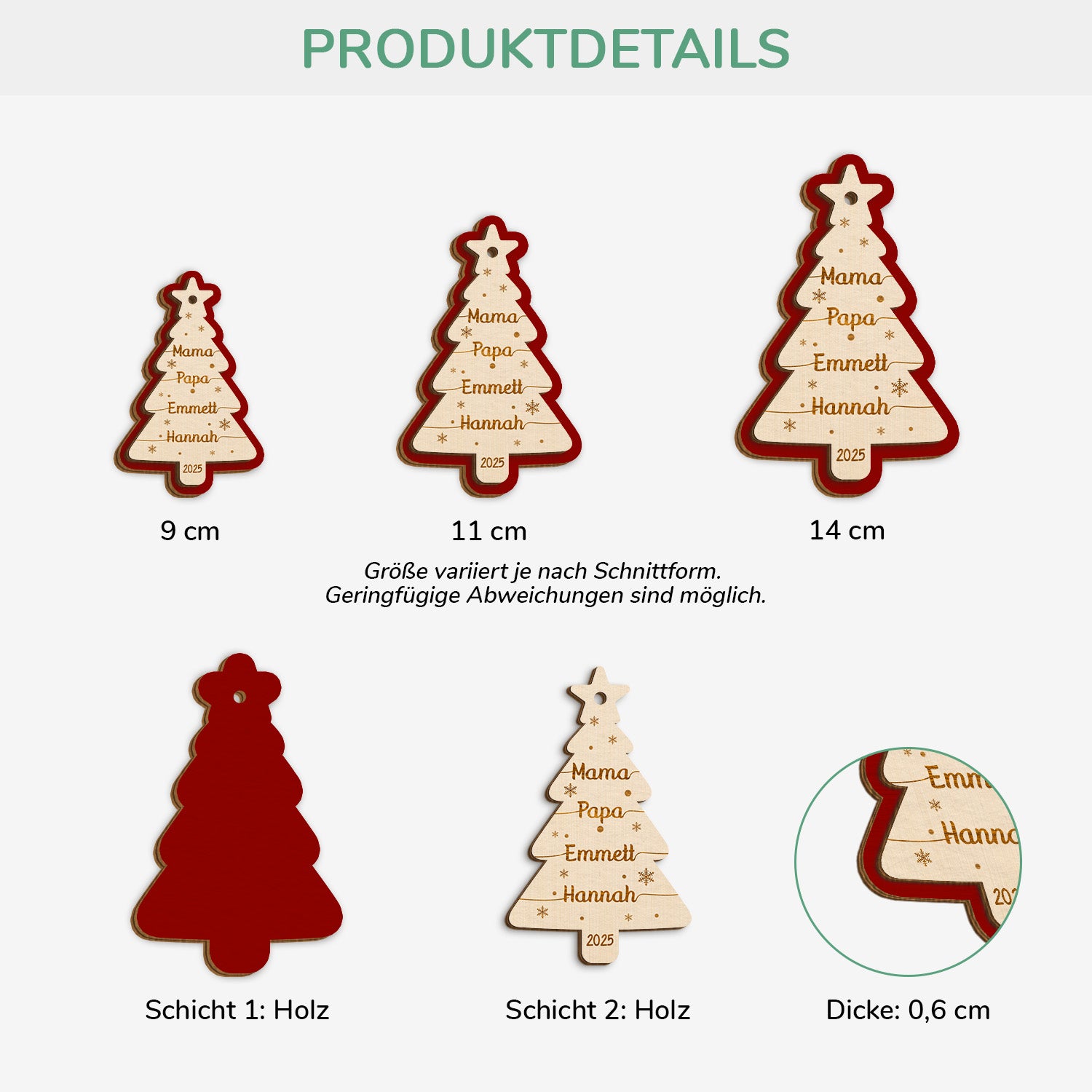 5858OGE3 weihnachtsbaum mit namen personalisierte 2 schicht holz ornamente familie weihnachten 5858OKUTI