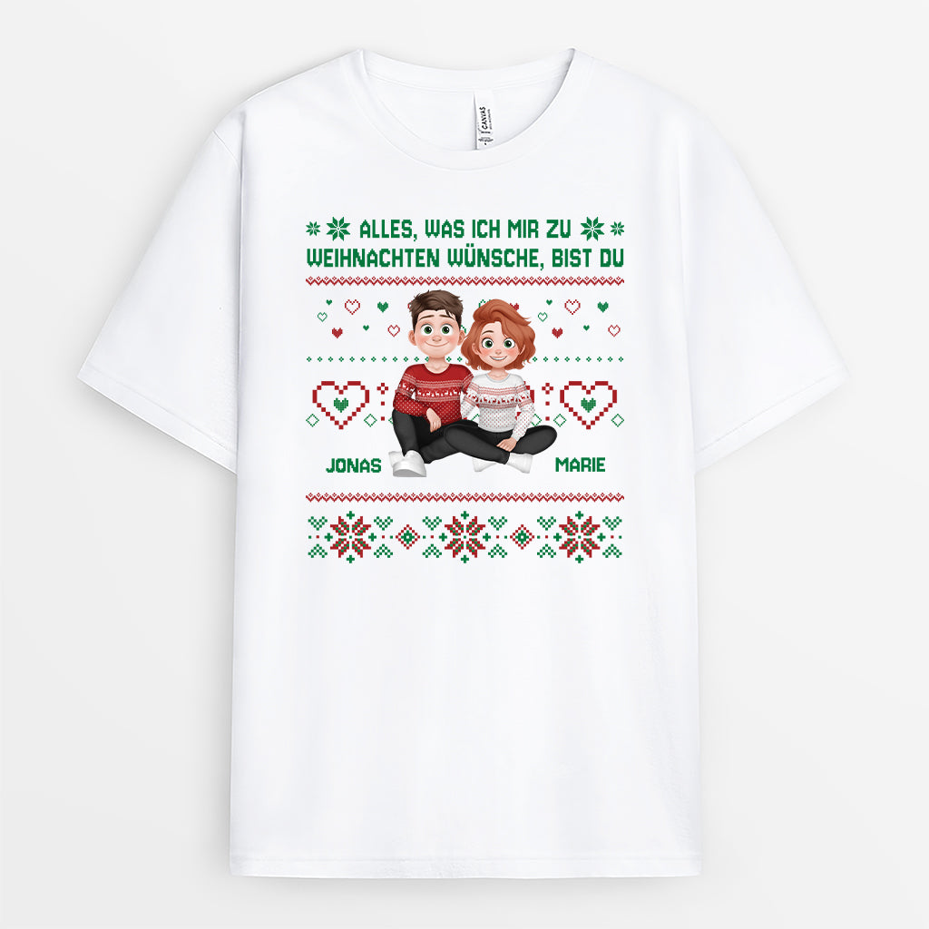 5860AGE1 alles was ich mir zu weihnachten wunsche bist du partner t shirt personalisiert 5860AKZNG