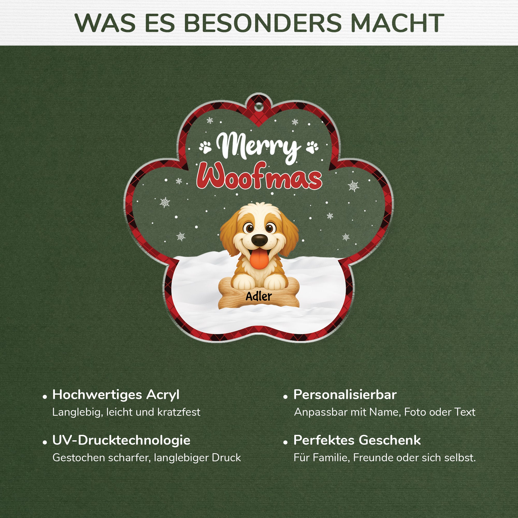 5897OGE4 merry woofmas weihnachtsschmuck personalisiert_ acryl hunde 5897OKZZC