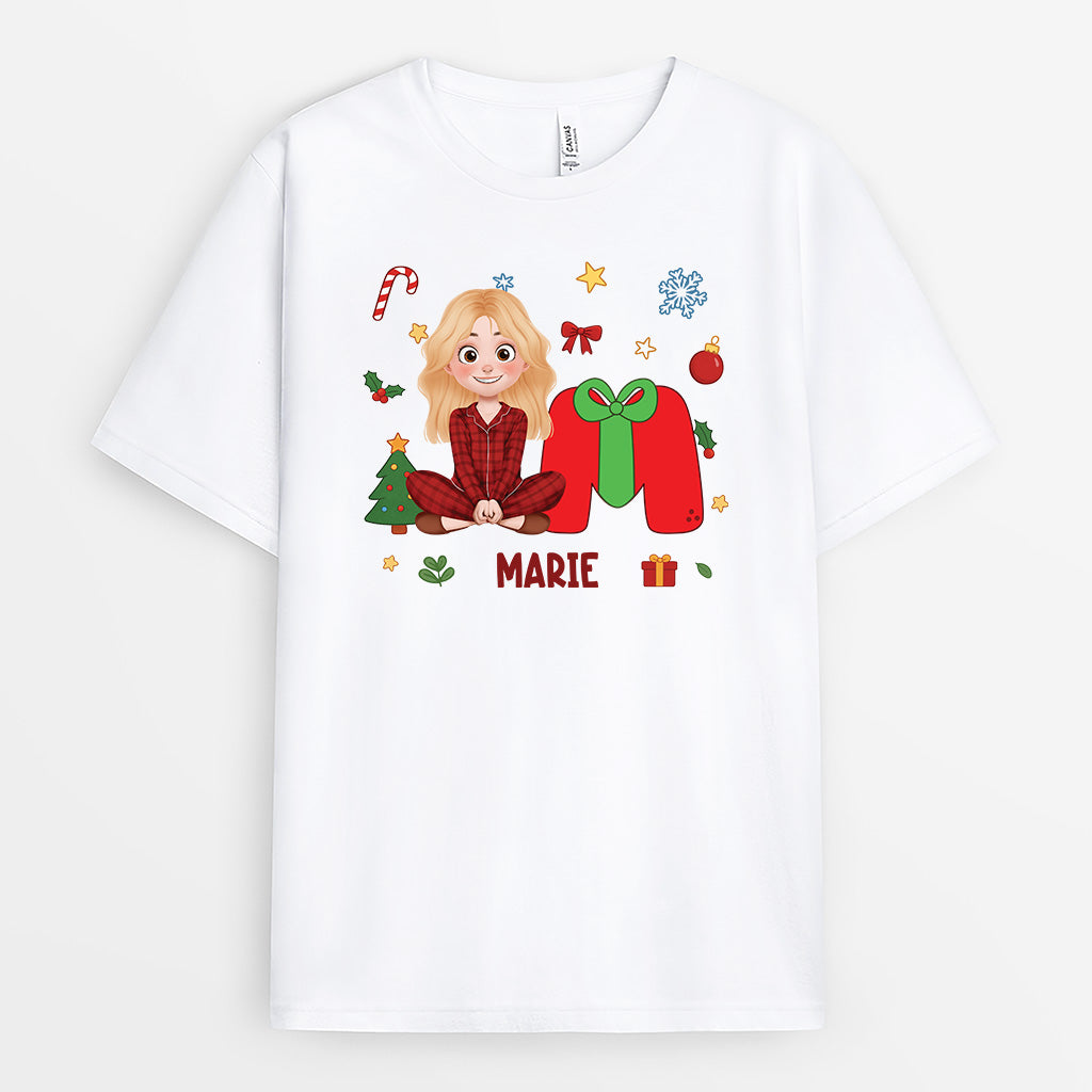 5899AGE1 alphabet name personalisiertes weihnachts shirt_ damen und herren 5899AKZMA