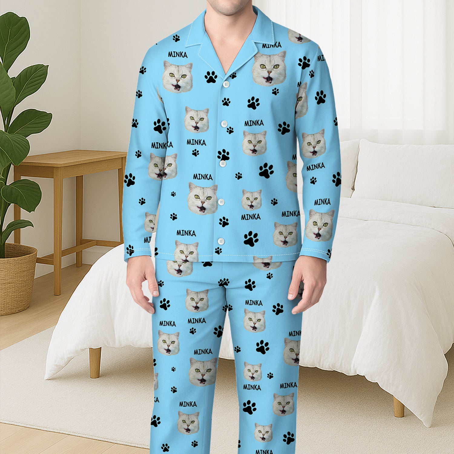 5900VGE3 katze mit foto personalisierte pyjama_ damen und herren 5900VKZND