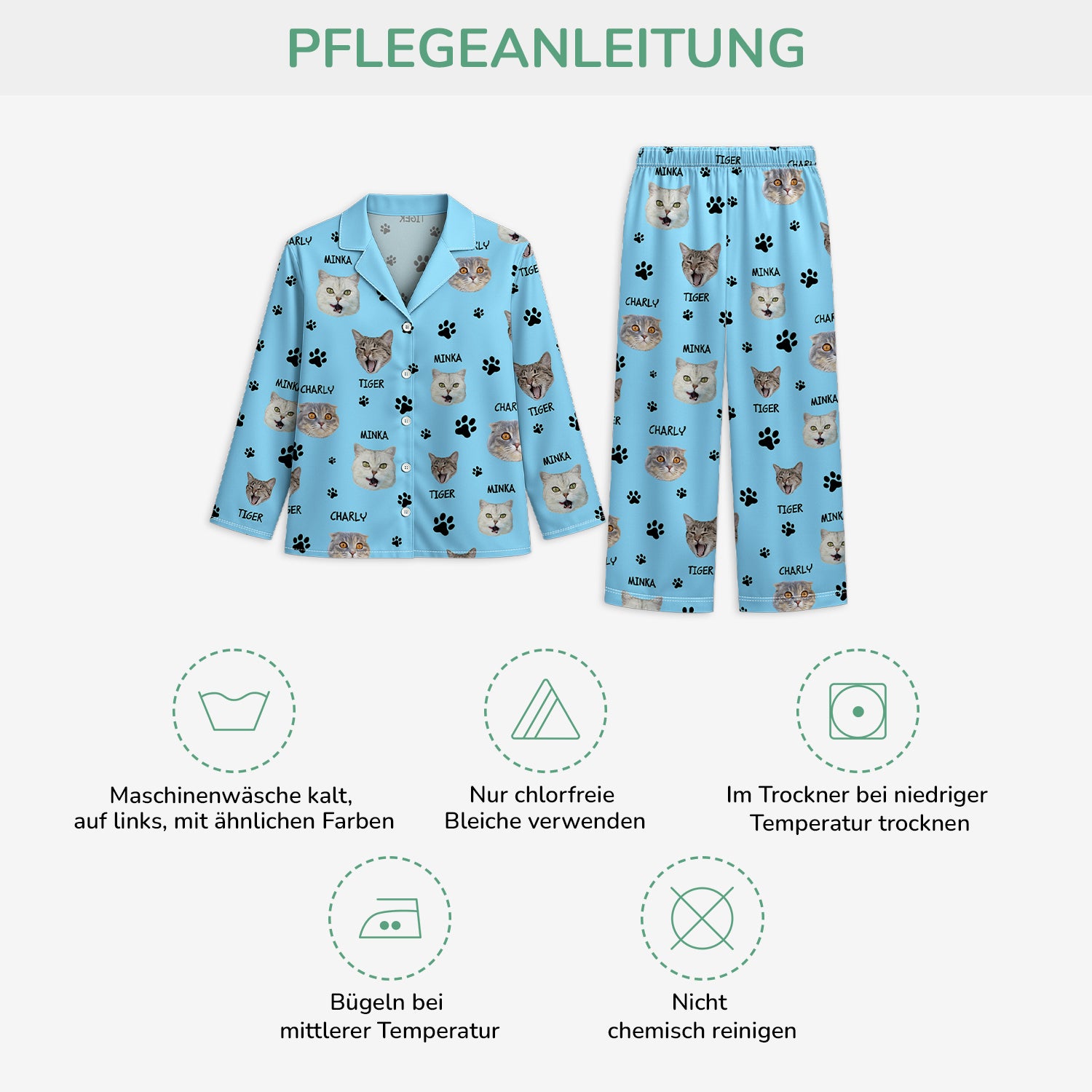 5900VGE4 katze mit foto personalisierte pyjama_ damen und herren 5900VKZND