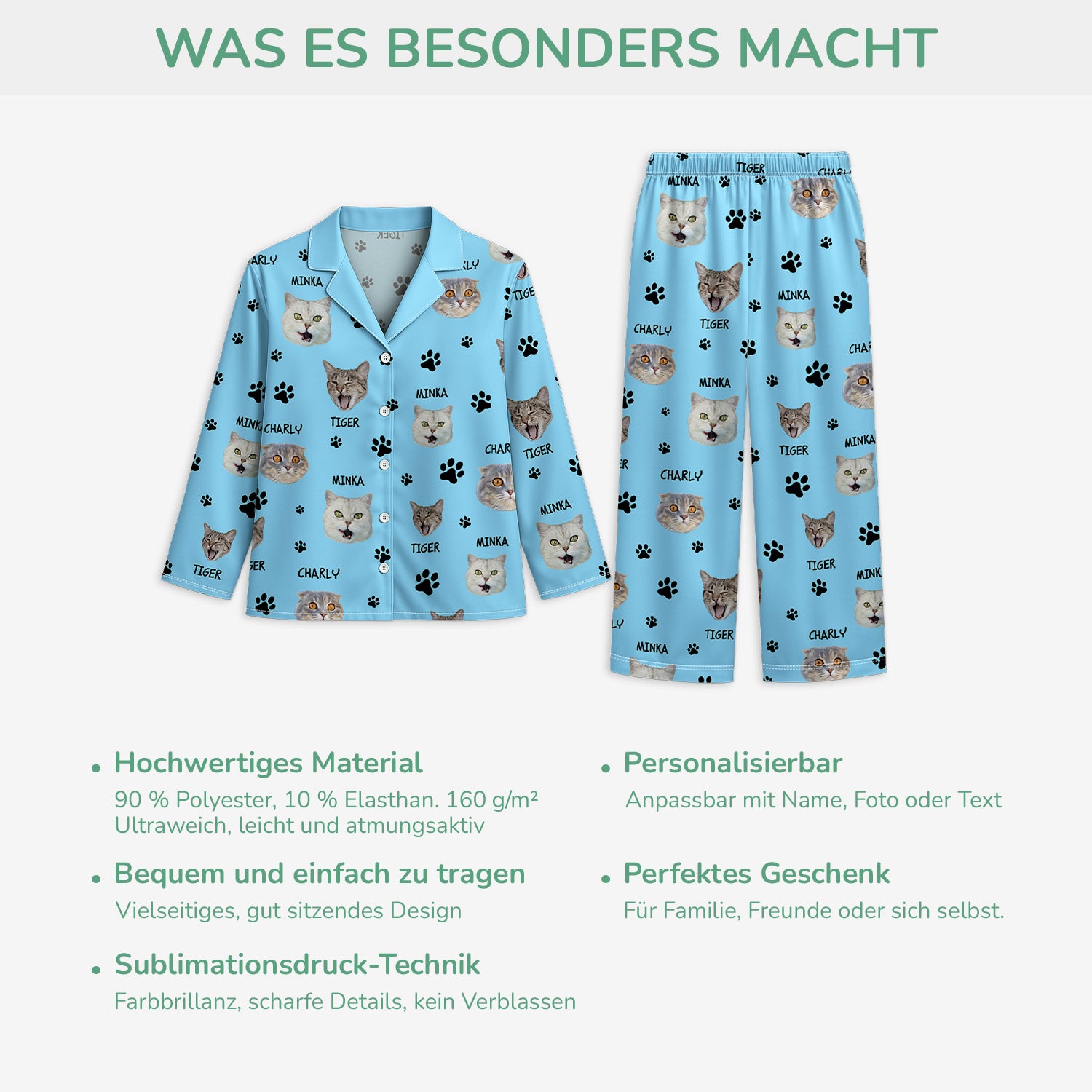 5900VGE5 katze mit foto personalisierte pyjama_ damen und herren 5900VKZND