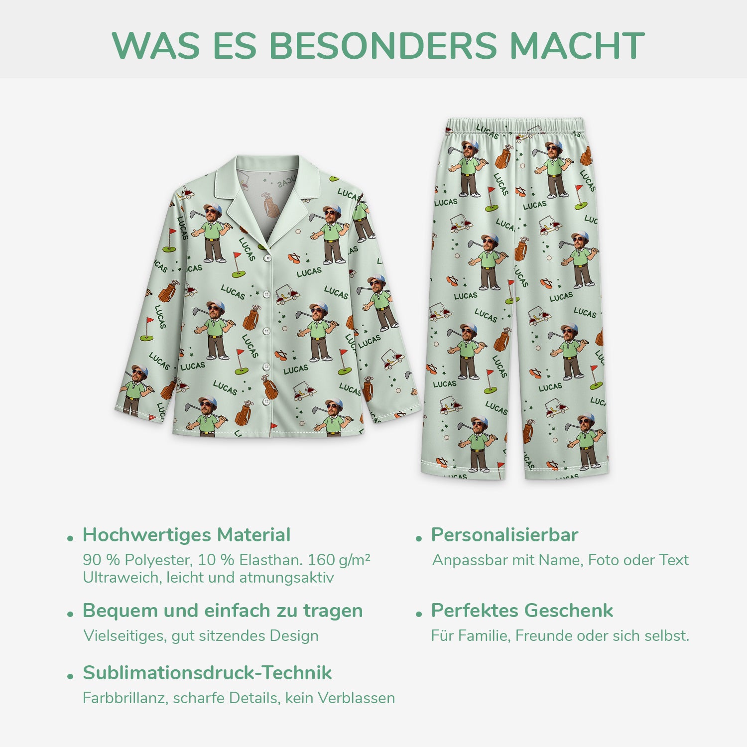 5910VGE5 golf personalisierte pyjamas mit gesicht weihnachten 5910V3QZB_230b5912 4a79 415a a9a9 a7621e7d2aed