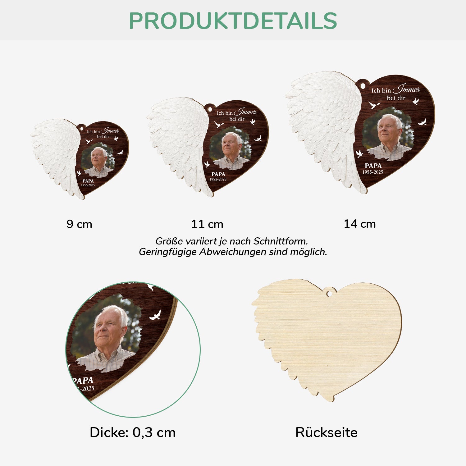 5920OGE3 ich bin immer bei dir personalisierte 1 schicht holz ornamente papa mit foto weihnachten zur erinnerung 5920O8TCB