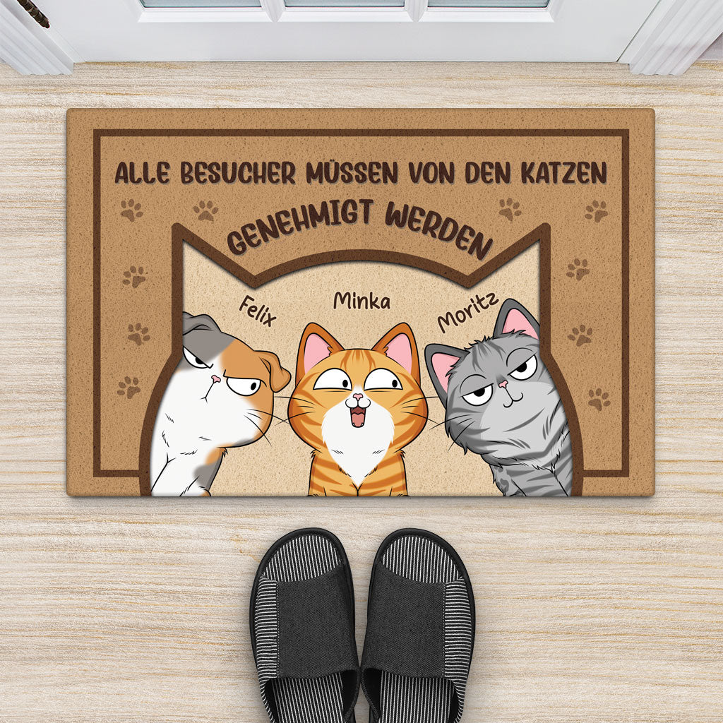 5931DGE2 allebesuchermussenvonderkatze genehmigtwerden fussmatte katzen personalisiert 5931D6TAD