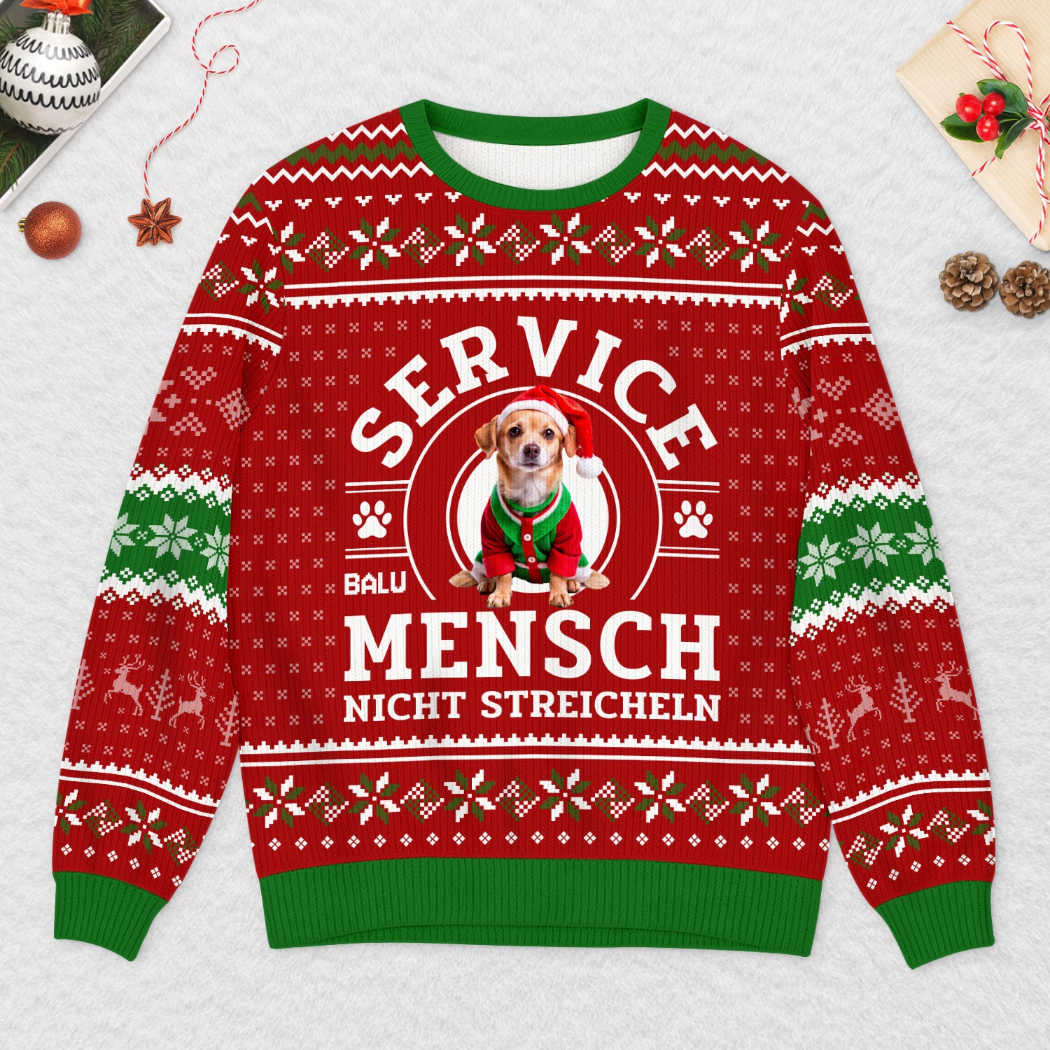 5943WGE2 service mensch nicht streicheln weihnachtspullover hund personalisiert 5943WKKNC