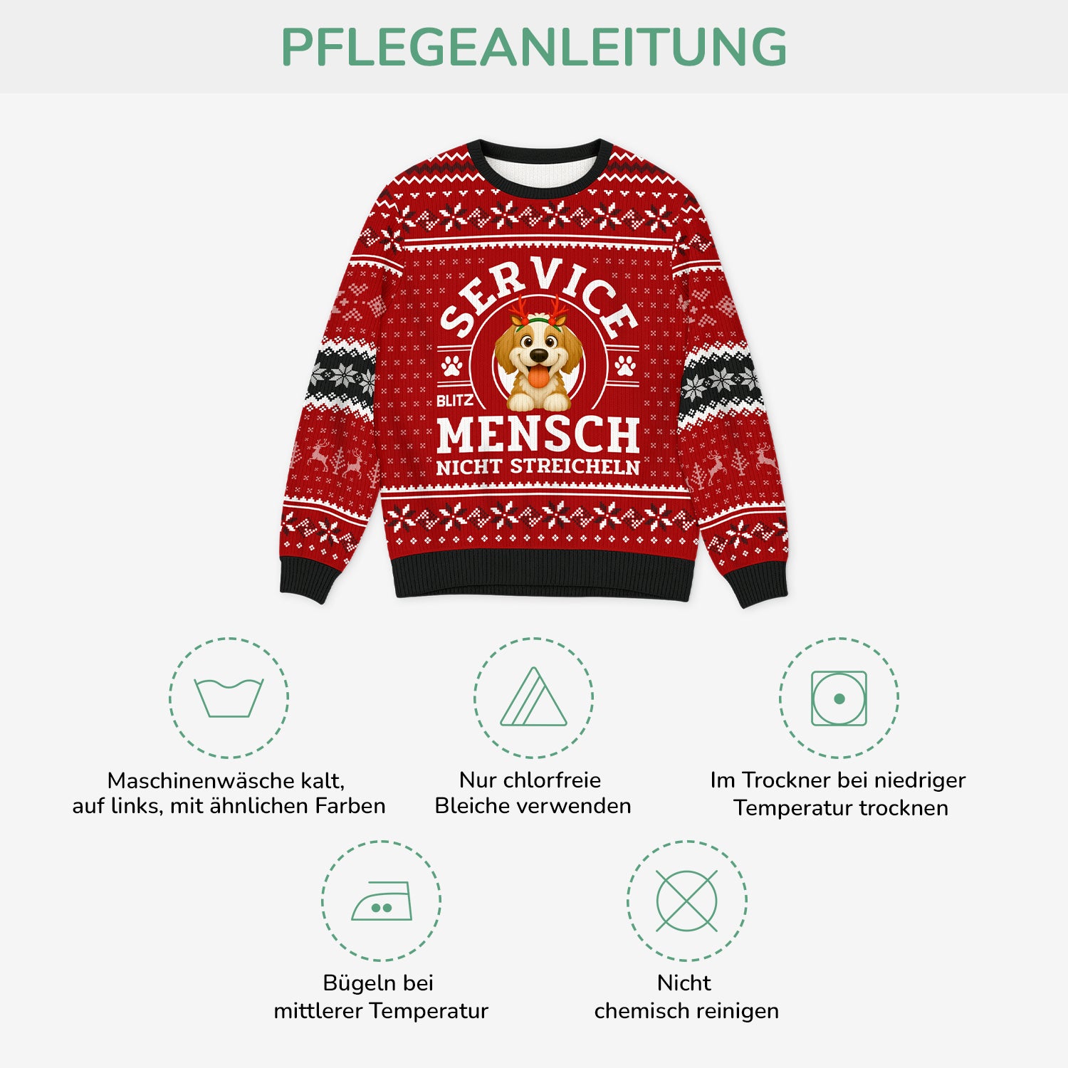 5943WGE4 service mensch nicht streicheln weihnachtspullover hund personalisiert 5943WKKNC