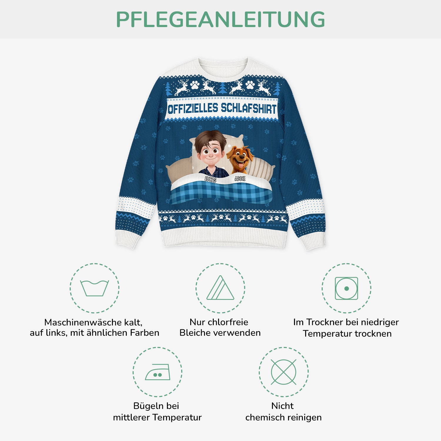 5947WGE4 offizielles schlafshirt weihnachtspullover hund personalisiert 5947WKLNC