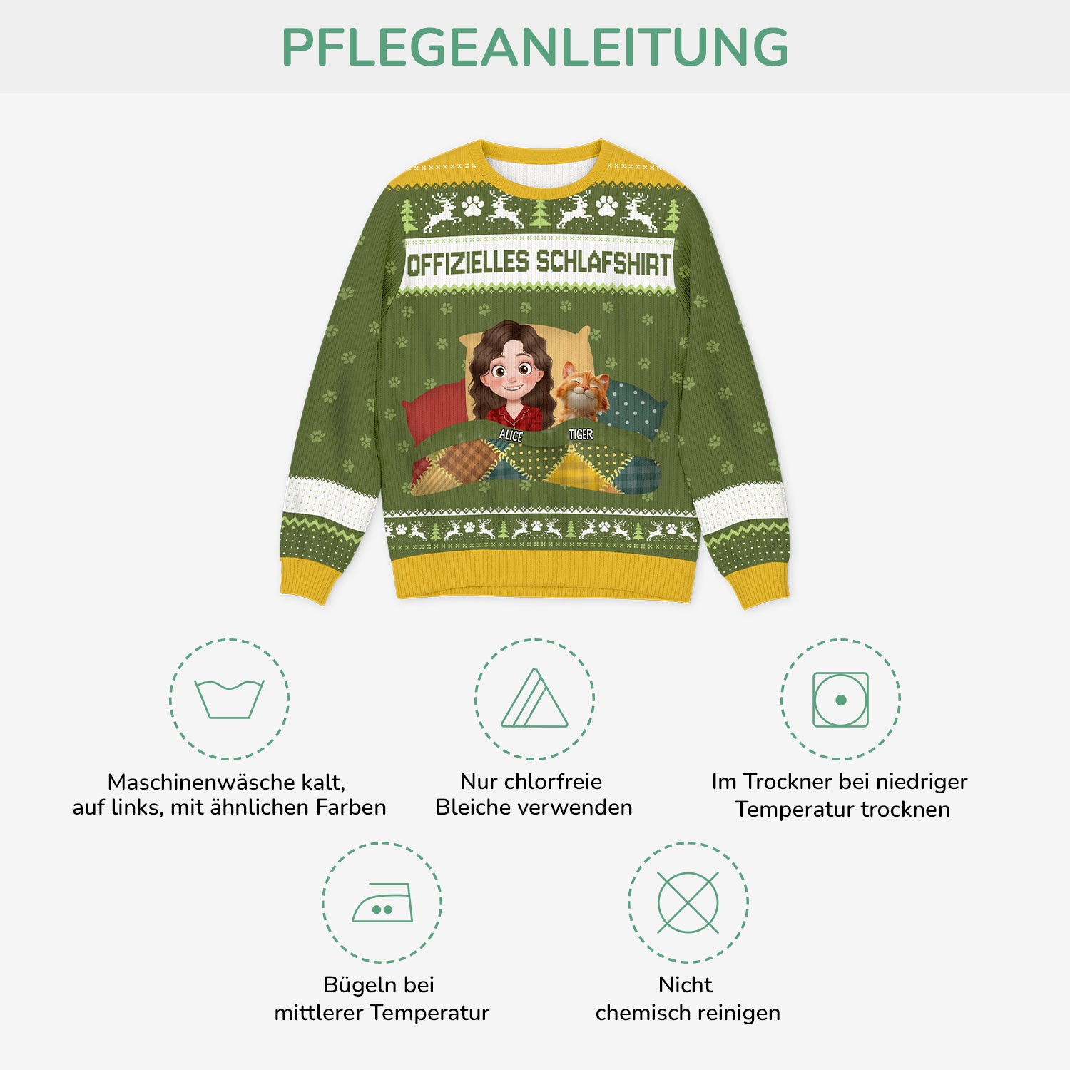 5947WGE4 offizielles schlafshirt weihnachtspullover katze personalisiert 5947WKLND