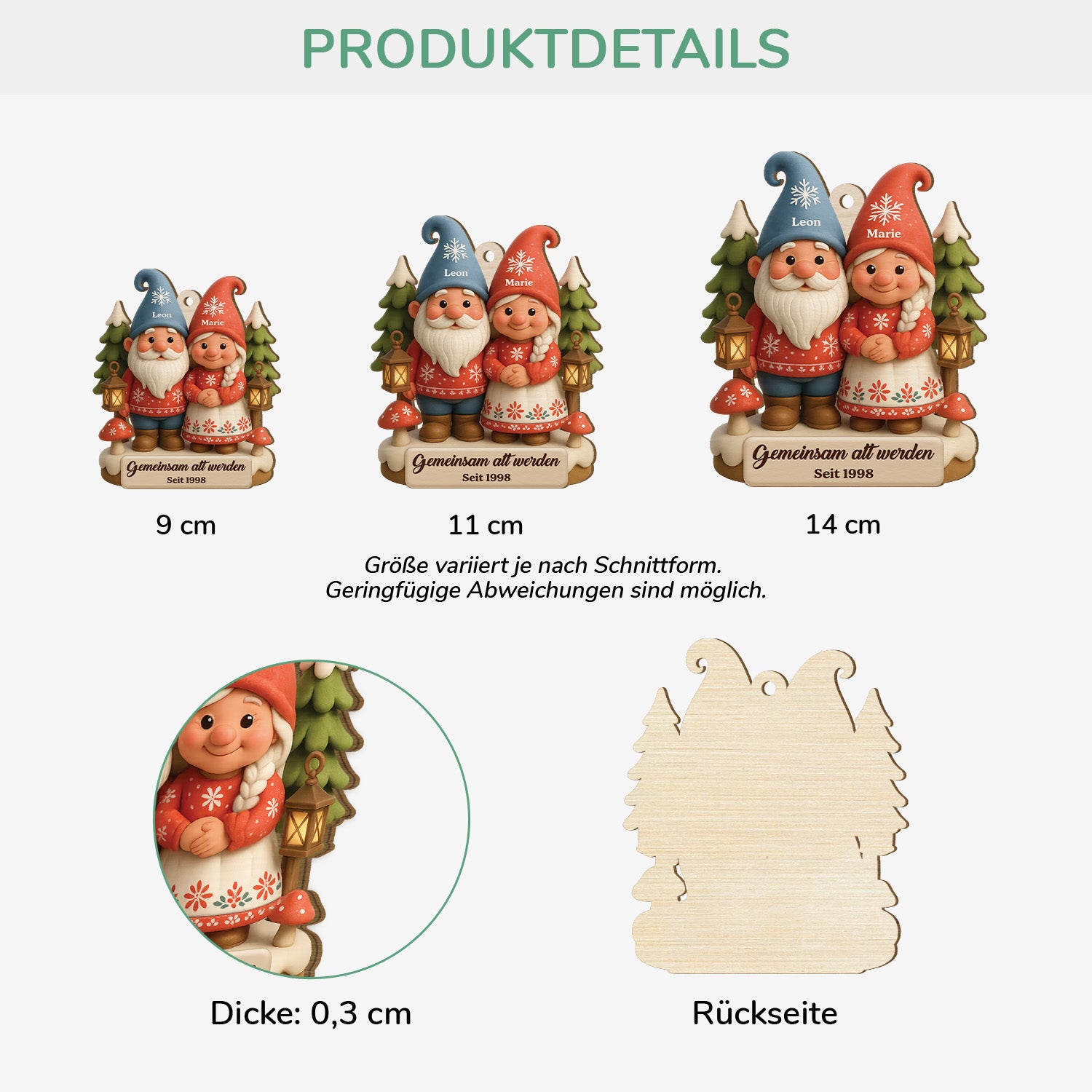 5953OGE3 3d druck effekt gemeinsam alt werden seit personalisierte 1 schicht holz ornamente weihnachten gnom paare 5953OKM5G