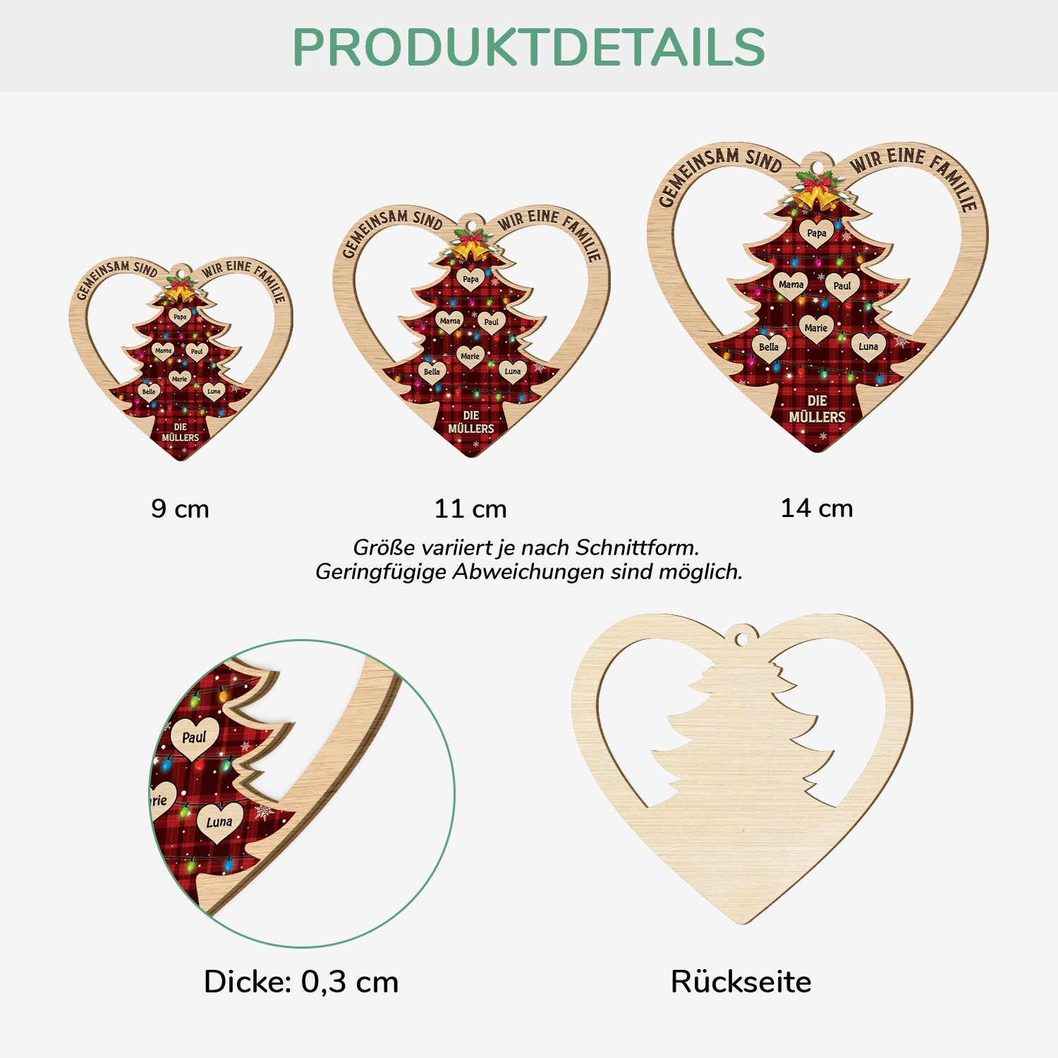 5961OGE3 gemeinsam sind wir eine familie personalisierte 1 schicht holz ornamente weihnachten familie mit namen 5961OKTMI