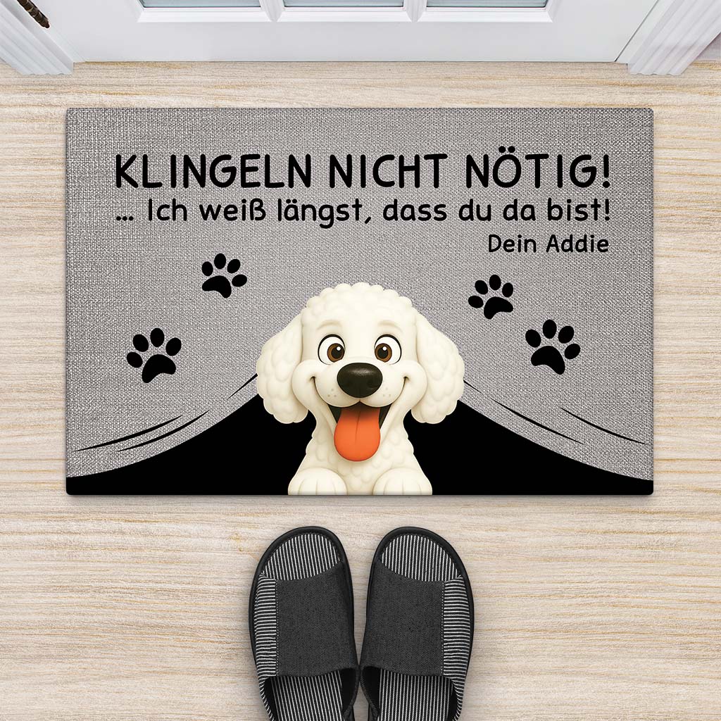 5969DGE2 klingeln nicht notig wir wissen langst dass du da bist fussmatte personalisiert hund_ 5969DKZ0C