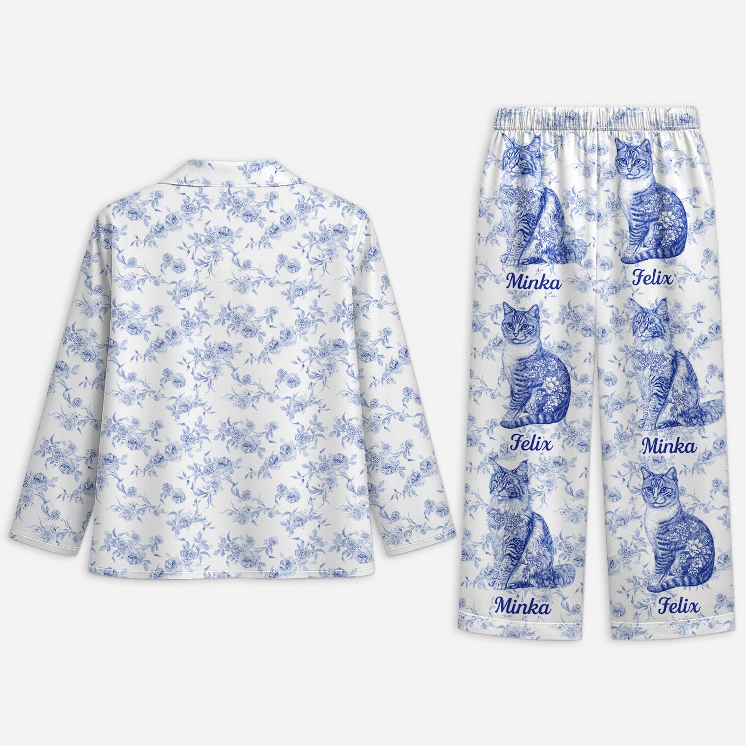 5970VGE2 katzenmama toile de jouy personalisierte pyjama_s katze 5970VKMTD