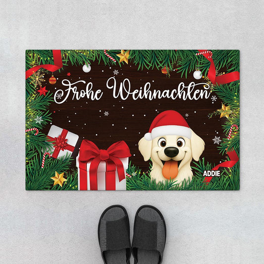 5974DGE1 merry woofmas weihnachten fussmatte personalisiert hund_ 5974DTKAC