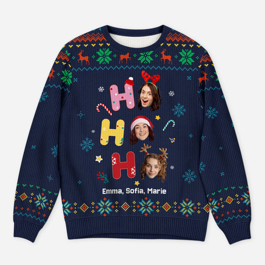5991WGE1 ho ho ho lustiger weihnachtspullover familie personalisiert_ mit gesicht 5991WKTNI