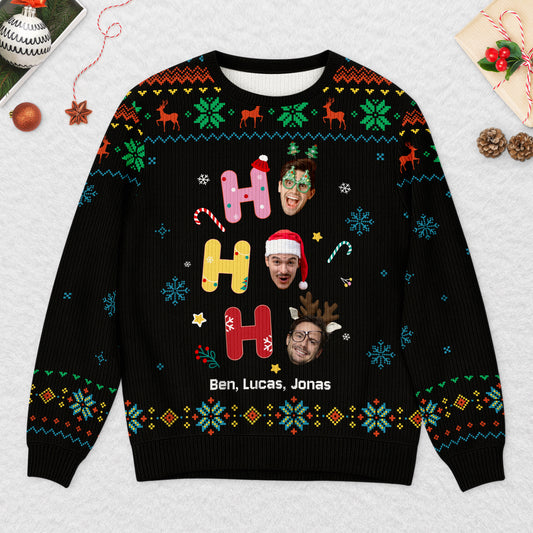 5991WGE2 ho ho ho lustiger weihnachtspullover familie personalisiert_ mit gesicht 5991WKTNI