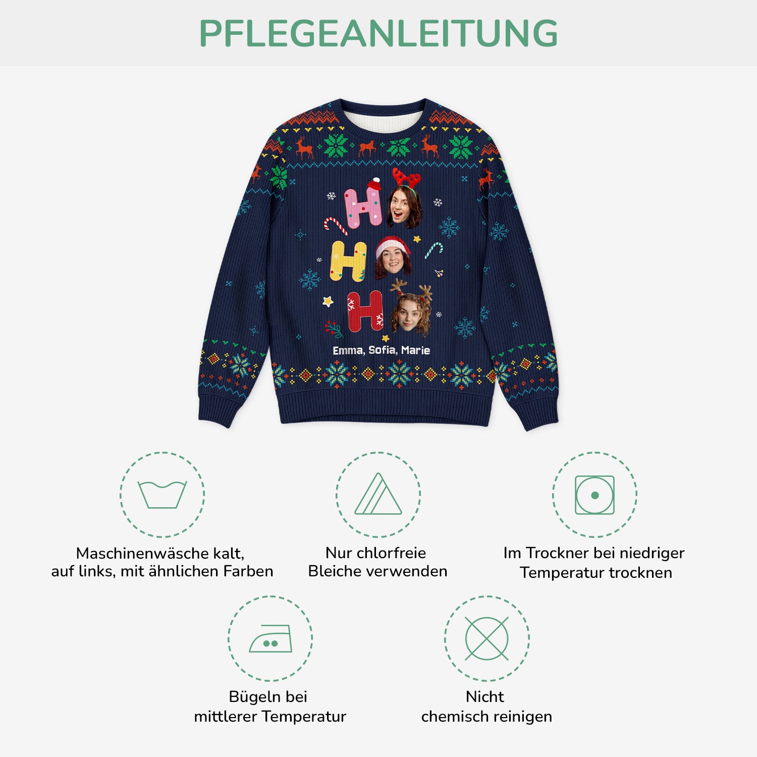 5991WGE4 ho ho ho lustiger weihnachtspullover familie personalisiert_ mit gesicht 5991WKTNI